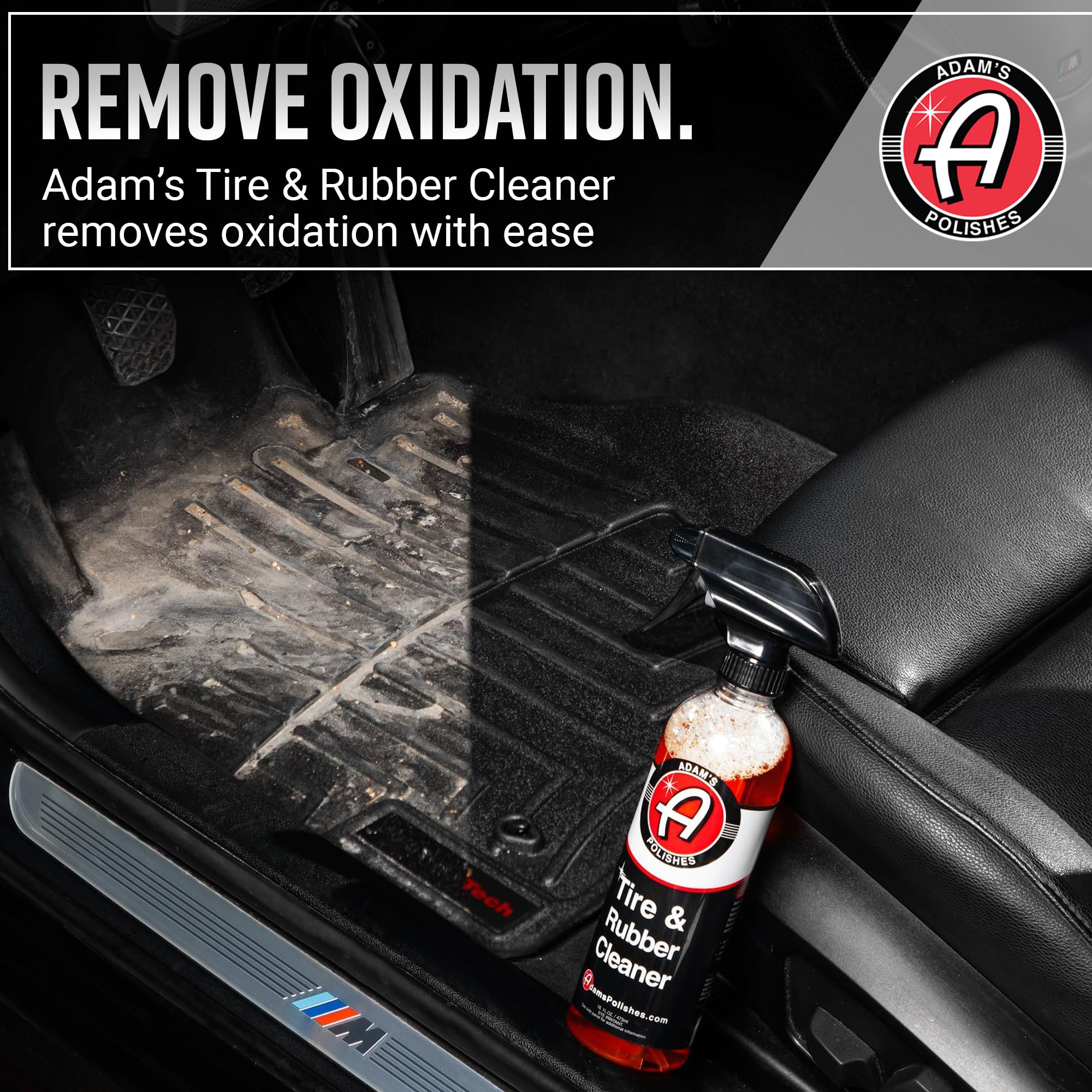Adam'S Polishes Tire & Rubber Cleaner (Gallon) - Removes Discoloration From Tires Quickly - Works Great On Tires, Rubber & Plastic Trim, And Rubber Floor Mats