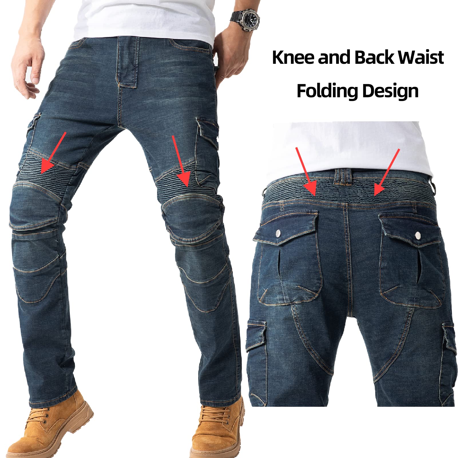 Ctbqitom Motorcycle Pants For Men Motocross Riding Pants Motorbike Riding Denim Jeans With Ce Armor,Blue,30