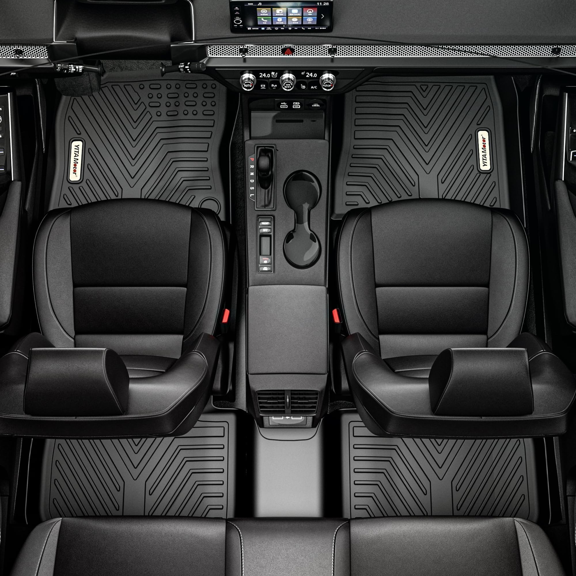 Yitamotor Floor Mats & Trunk Mat With Backrest Mat Fit For Honda Pilot 2025 2024 2023, All-Weather Honda Pilot Car Mats 7/8 Pass