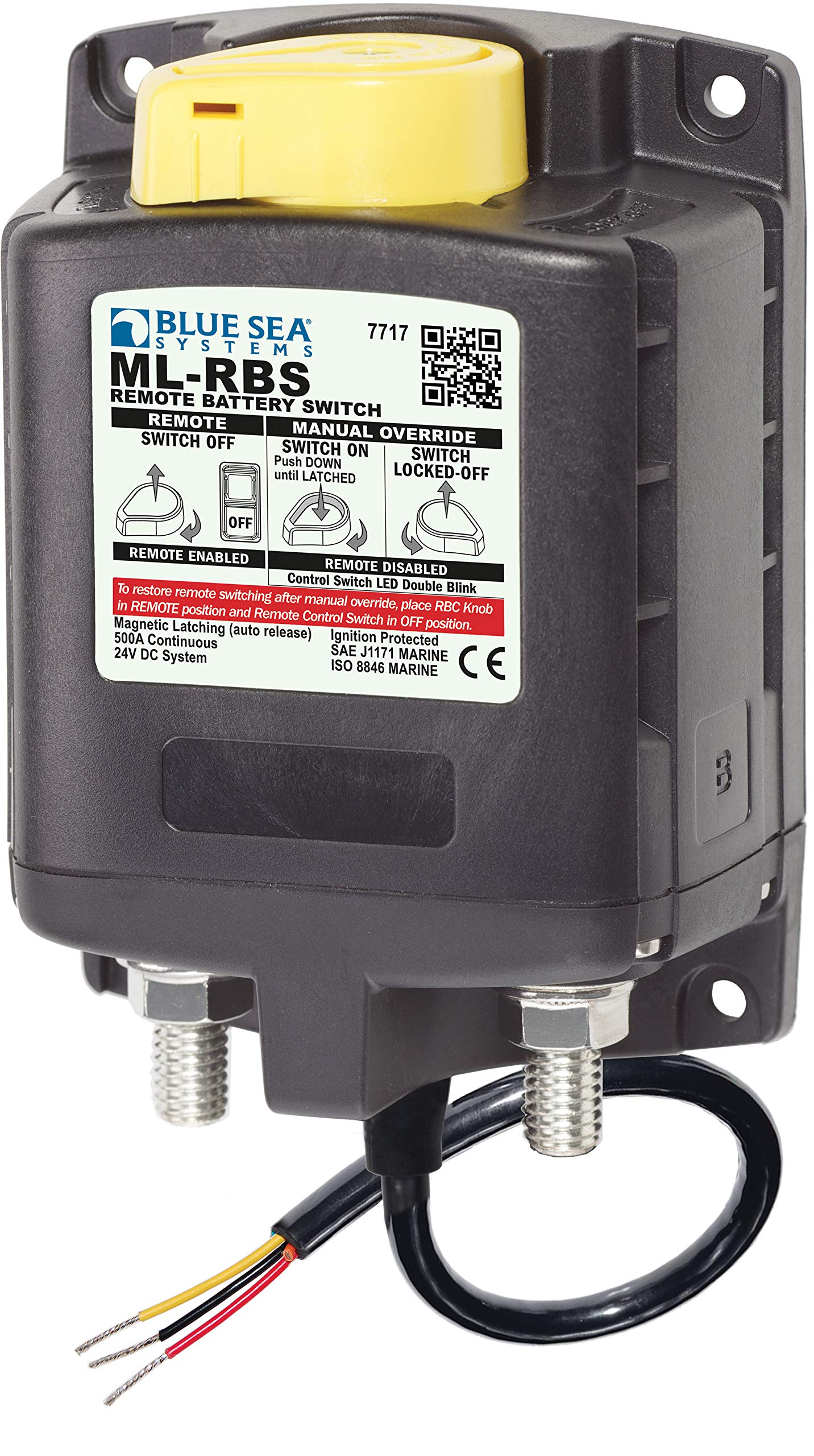 Blue Sea 7717 Ml-Rbs Remote Battery Switch W/Manual Control Auto-Release - 24V (53465)