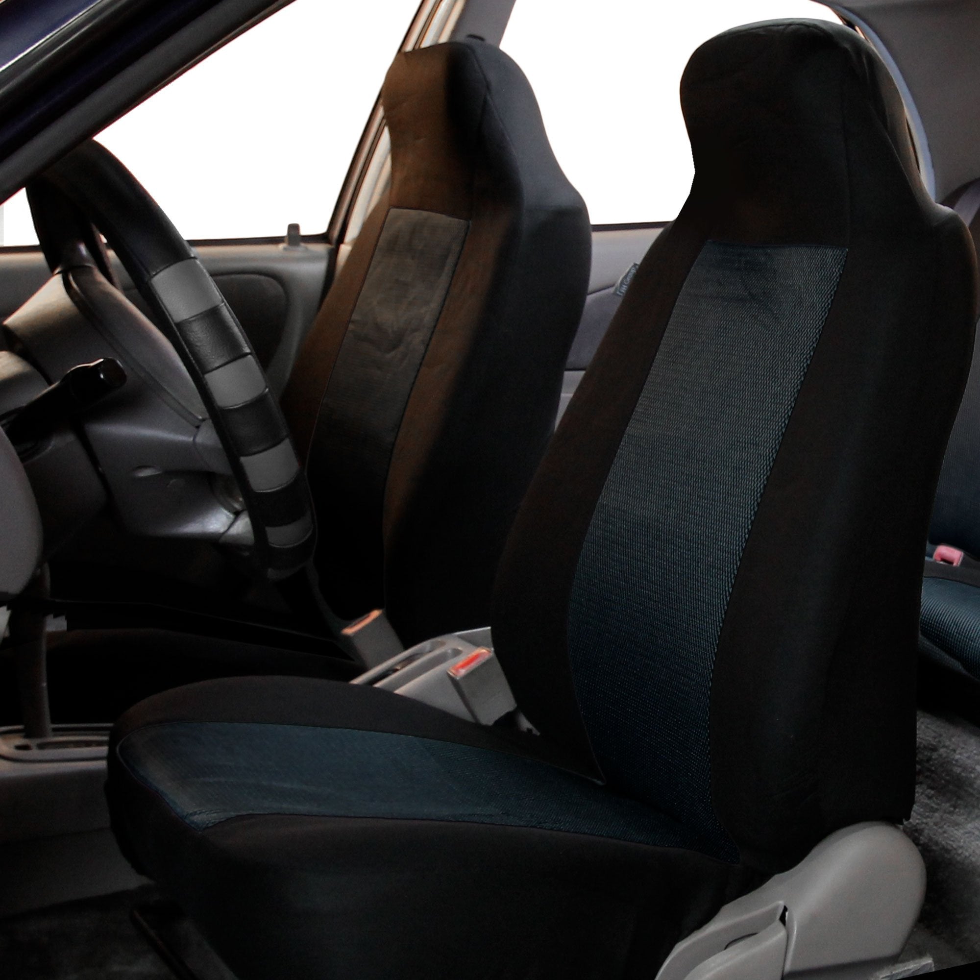 FH Group Front Set Cloth Car Seat Covers for Bucket Seats 1 Piece Seat Cover, Universal Fit, Washable Seat Covers for SUV, Sedan