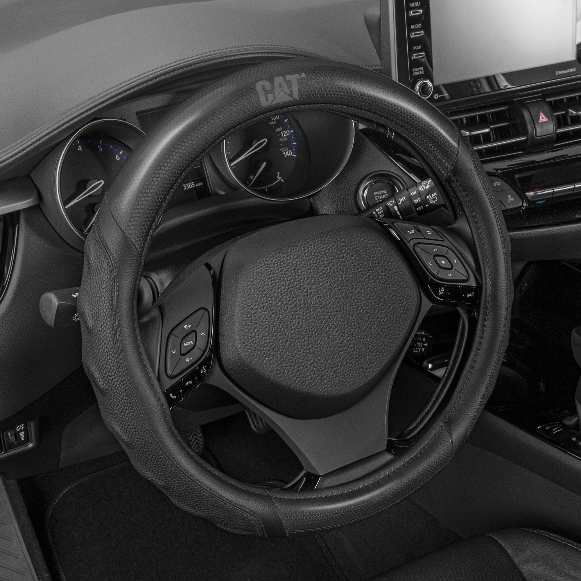 CAT HexSport Steering Wheel Cover, 15" Standard Size, Black Carbon Fiber, Durable Leather, Model CASW-7812-BK