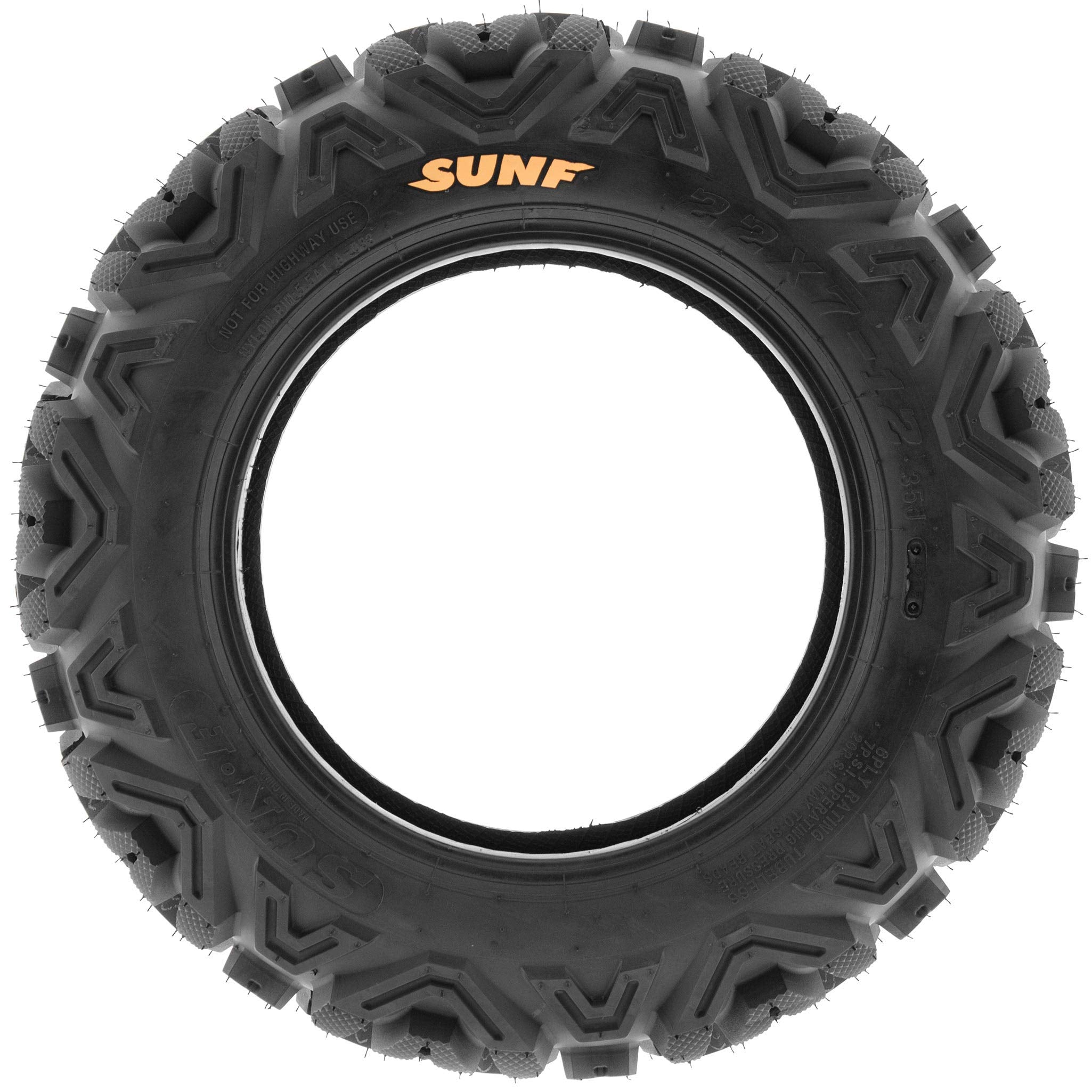 SUNF Set of 4 All-Terrain Tires - 23x8-11 Front & 22x10-12 Rear, Tubeless, Black, 6 PR, Rubber