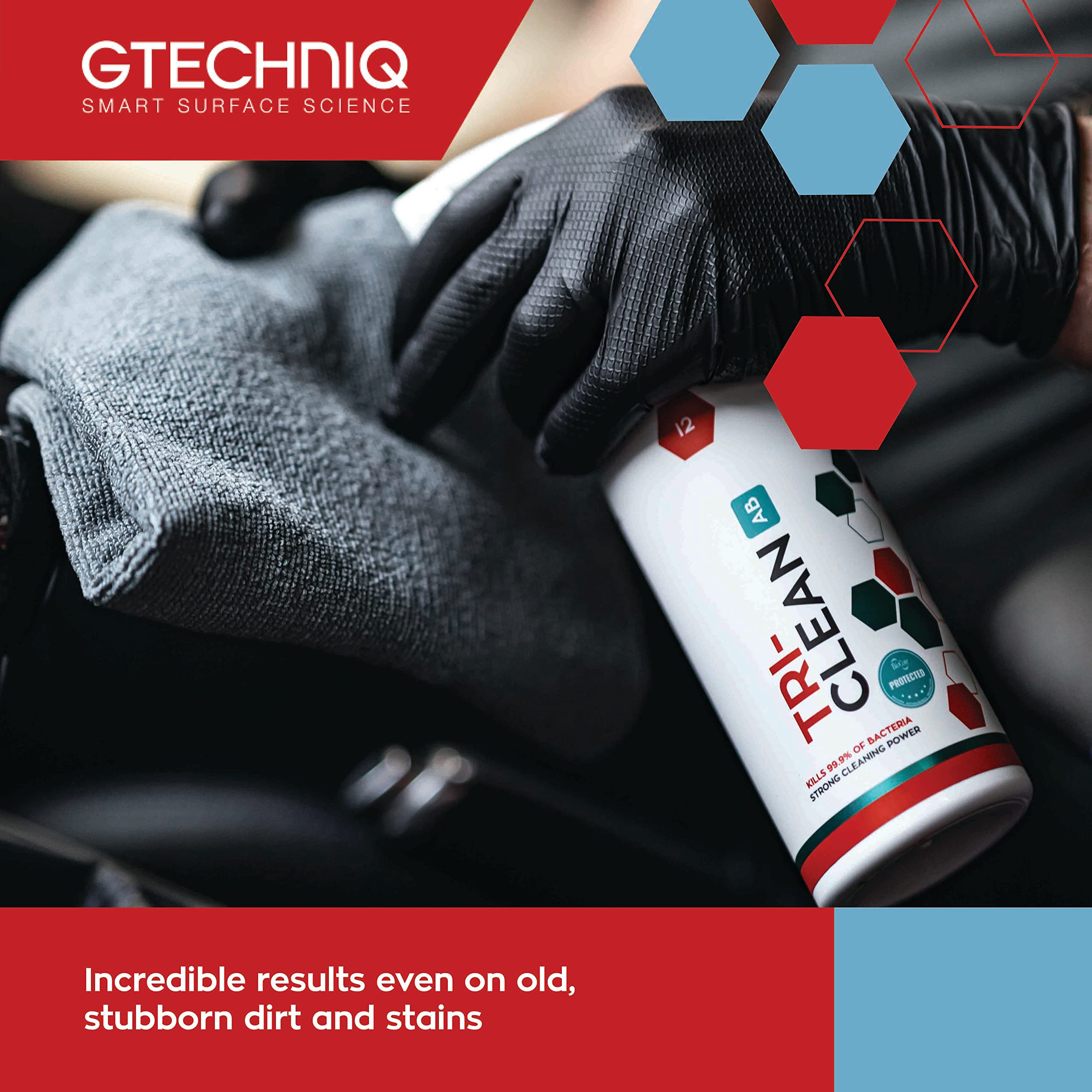 Gtechniq - I2 Tri-Clean - Automotive Interior Odor Absorber; Removes Dirt Attracting Residues; Safe On Leather, Dash, Carpets, U