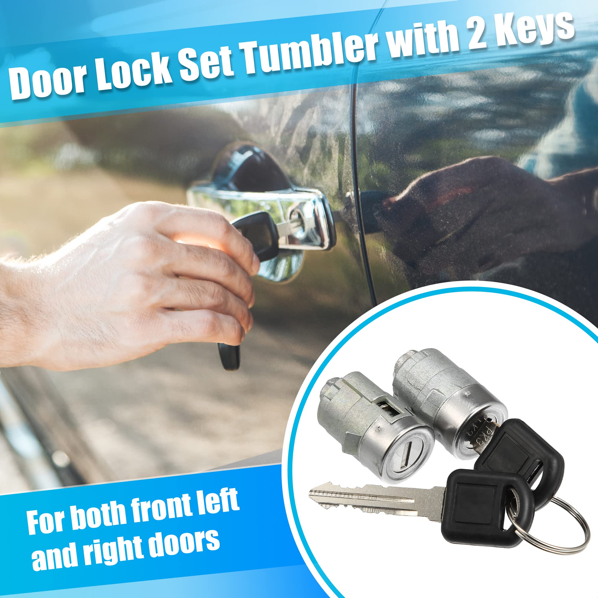X Autohaux 1 Pair Door Lock Cylinder Set W/ 2 Key For Gmc Sierra 1500 2500 3500 Yukon For Chevy Silverado Tahoe Suburban For Hum