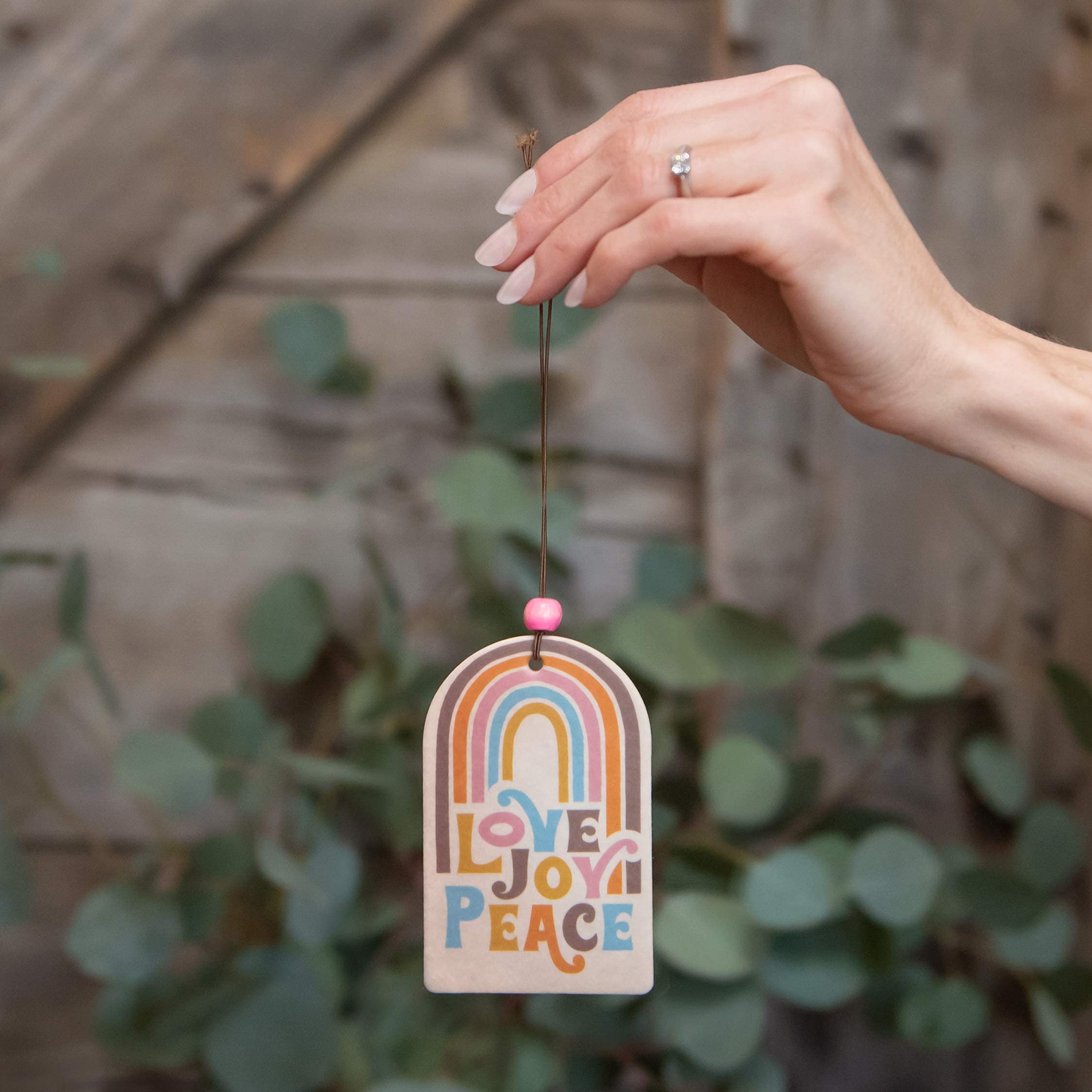 Studio Oh! Car Air Fresheners - Pack Of 2 Scented Hanging Car Odor Eliminator - Unique Design With Decorative Bead - Love Joy Pe
