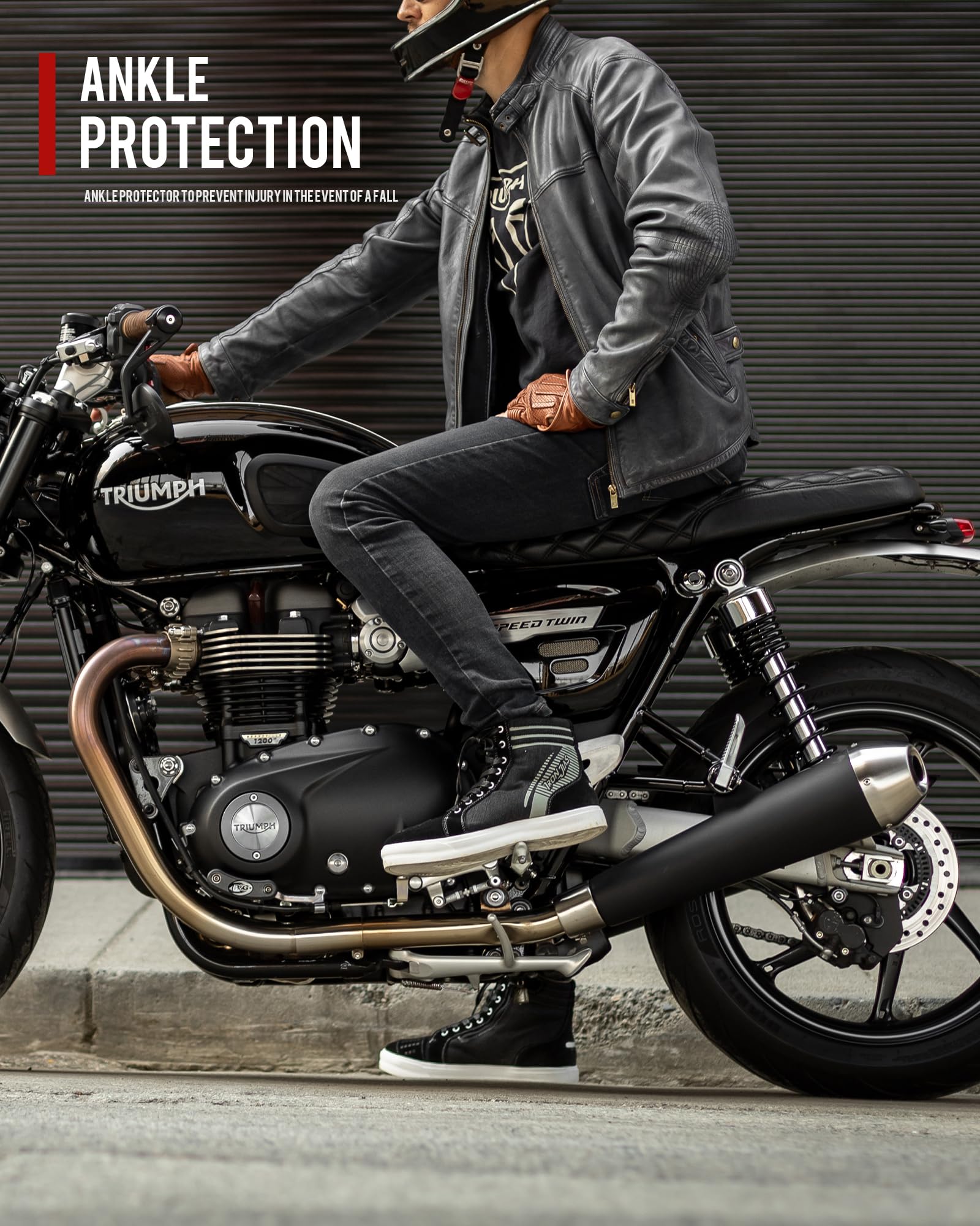 IRON JIA'S Motorcycle Shoes for Men, Anti-Slip, Breathable, Size 11, Black, Model XZ004
