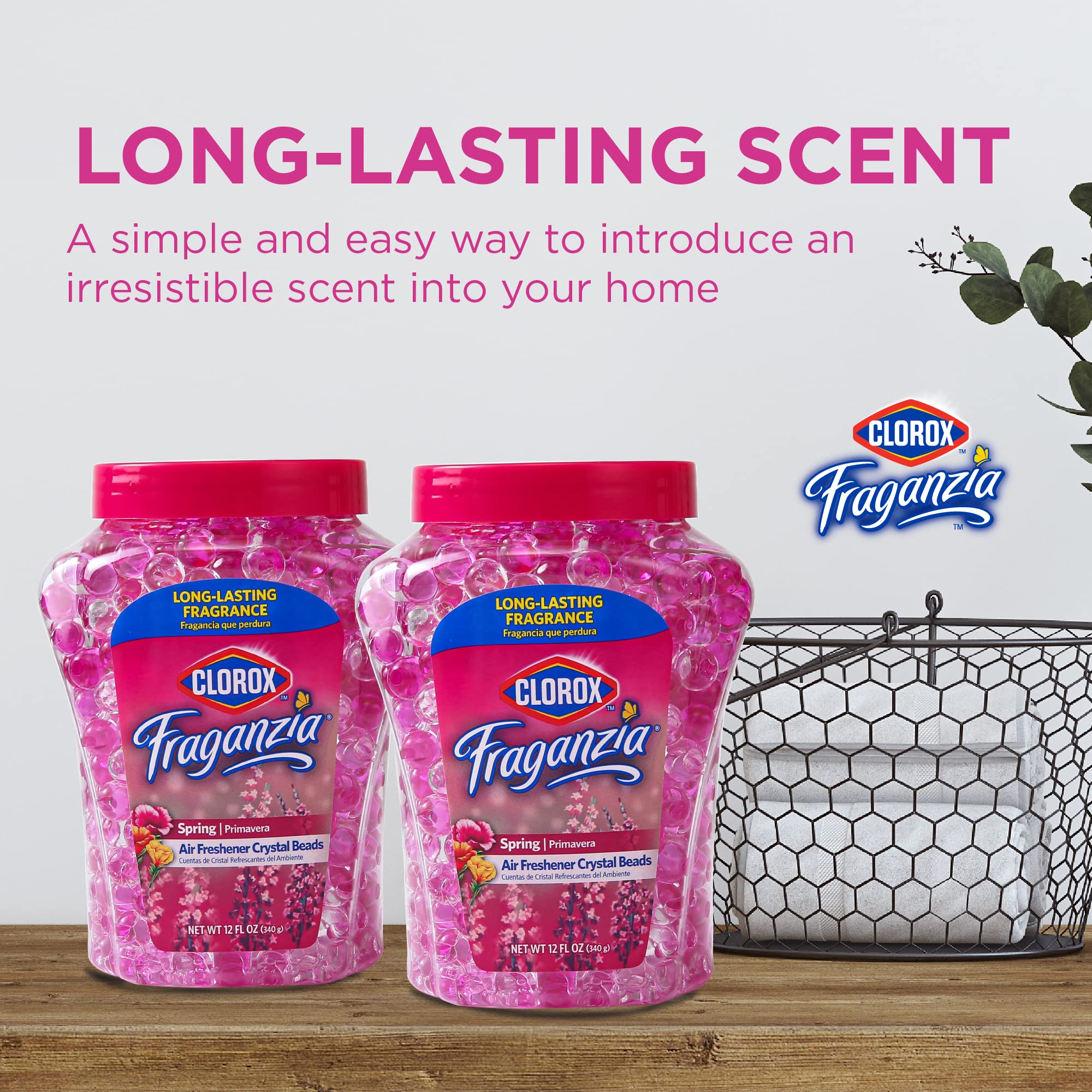 Clorox Fraganzia Crystal Beads Air Freshener Value Pack Long-Lasting Beads Gel Air Freshener in Spring Scent for Home, Bathroom,