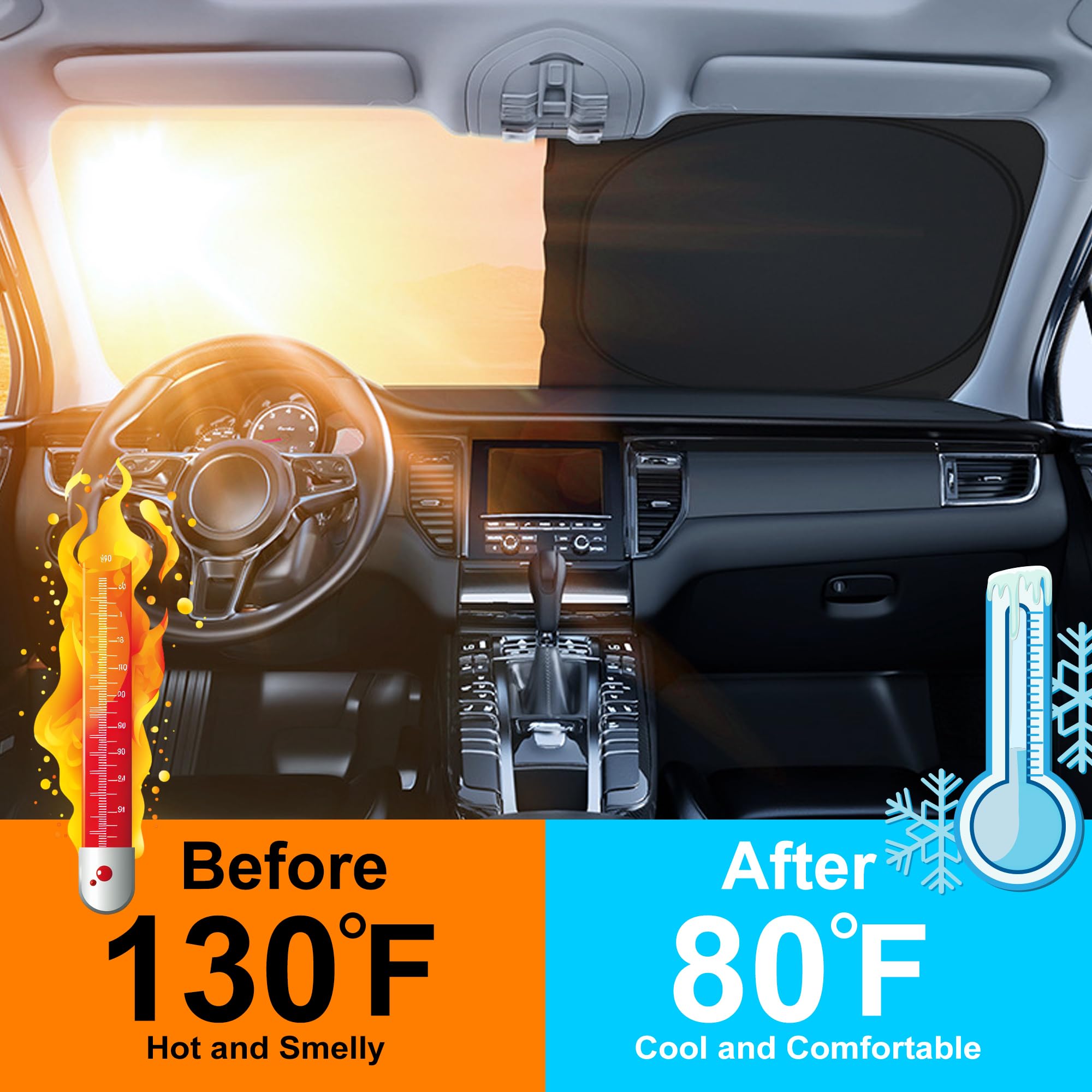 Windshield Sun Shade Compatible With Mazda Mx-5 Miata 2017 2018 2019 Accessories Front Sunshade Sun Visor For Rays & Heat Keep C
