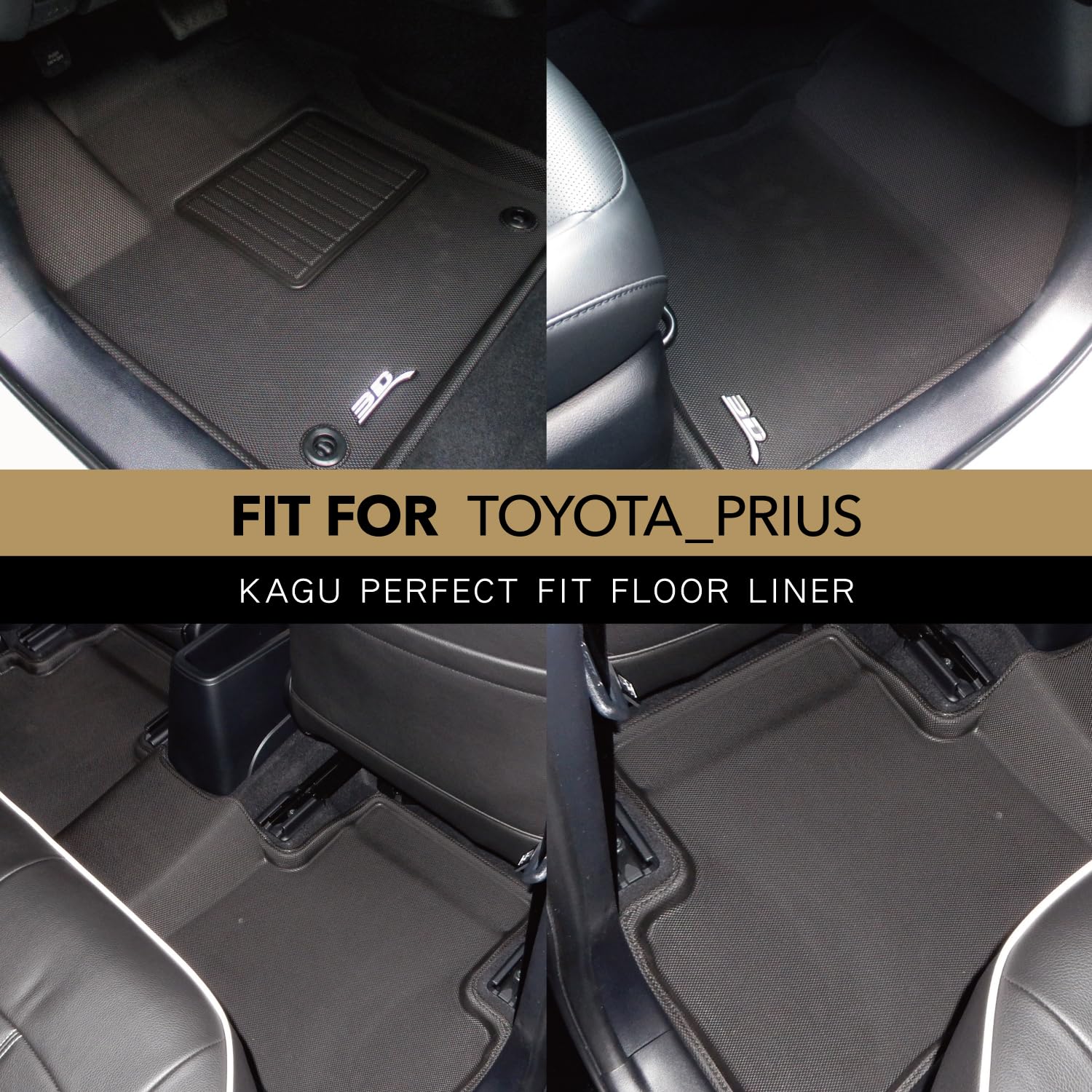 3D MAXpider Kagu Floor Mat Set for Toyota Prius 2016-2022, Prius Prime 2017-2021 - Black, Thermoplastic Elastomer, Model L1TY209