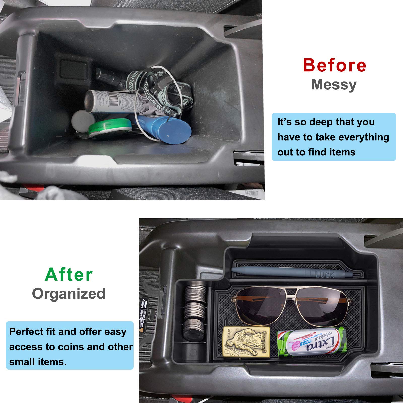 Pimcar Center Console Organizer Compatible With Chevy Colorado/Gmc Canyon 2015-2021 2022, Armrest Insert Tray Secondary Storage