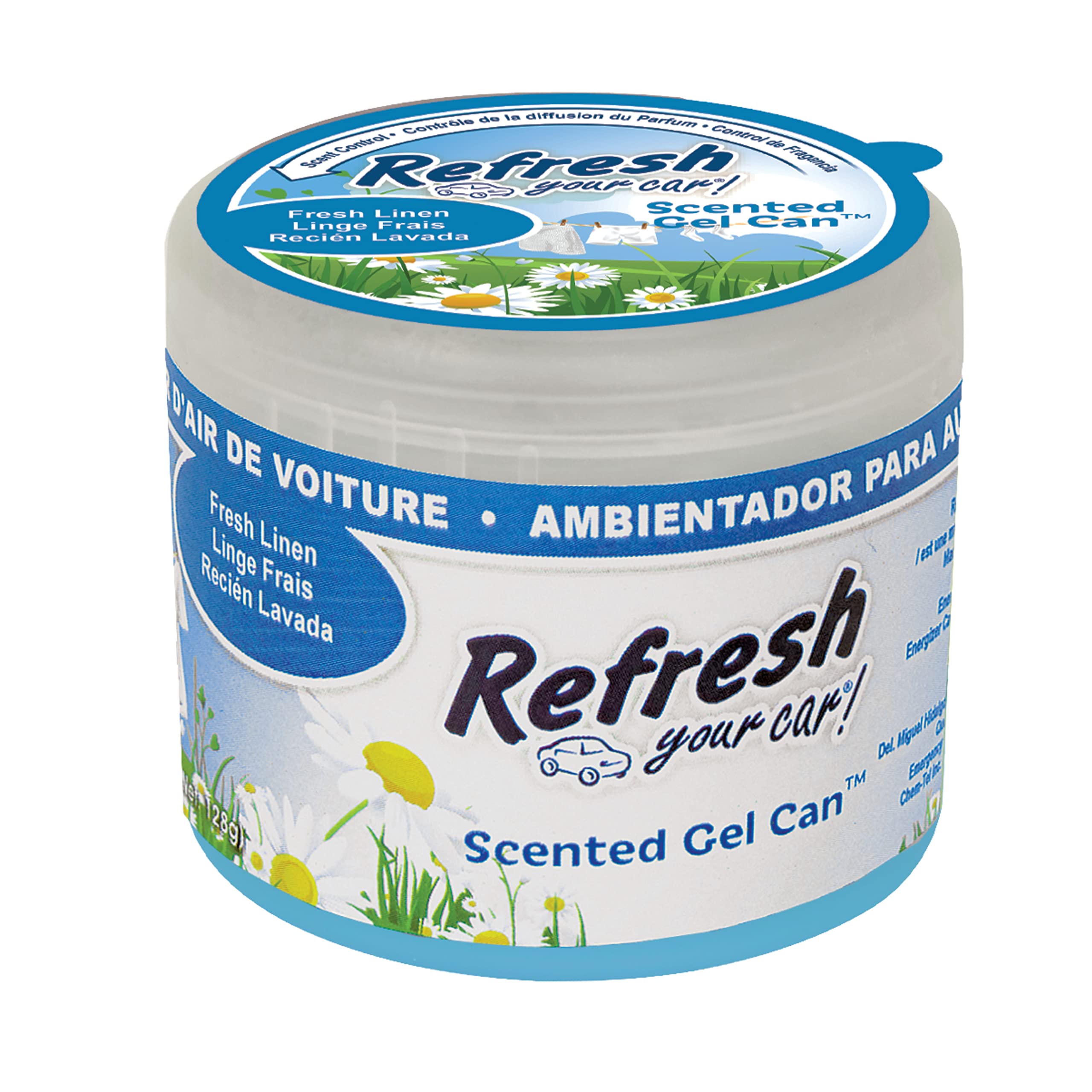Refresh Your Car! Air Freshener, Odor Eliminator, Scented Gel Can, Fresh Linen Scent, 4.5 Oz