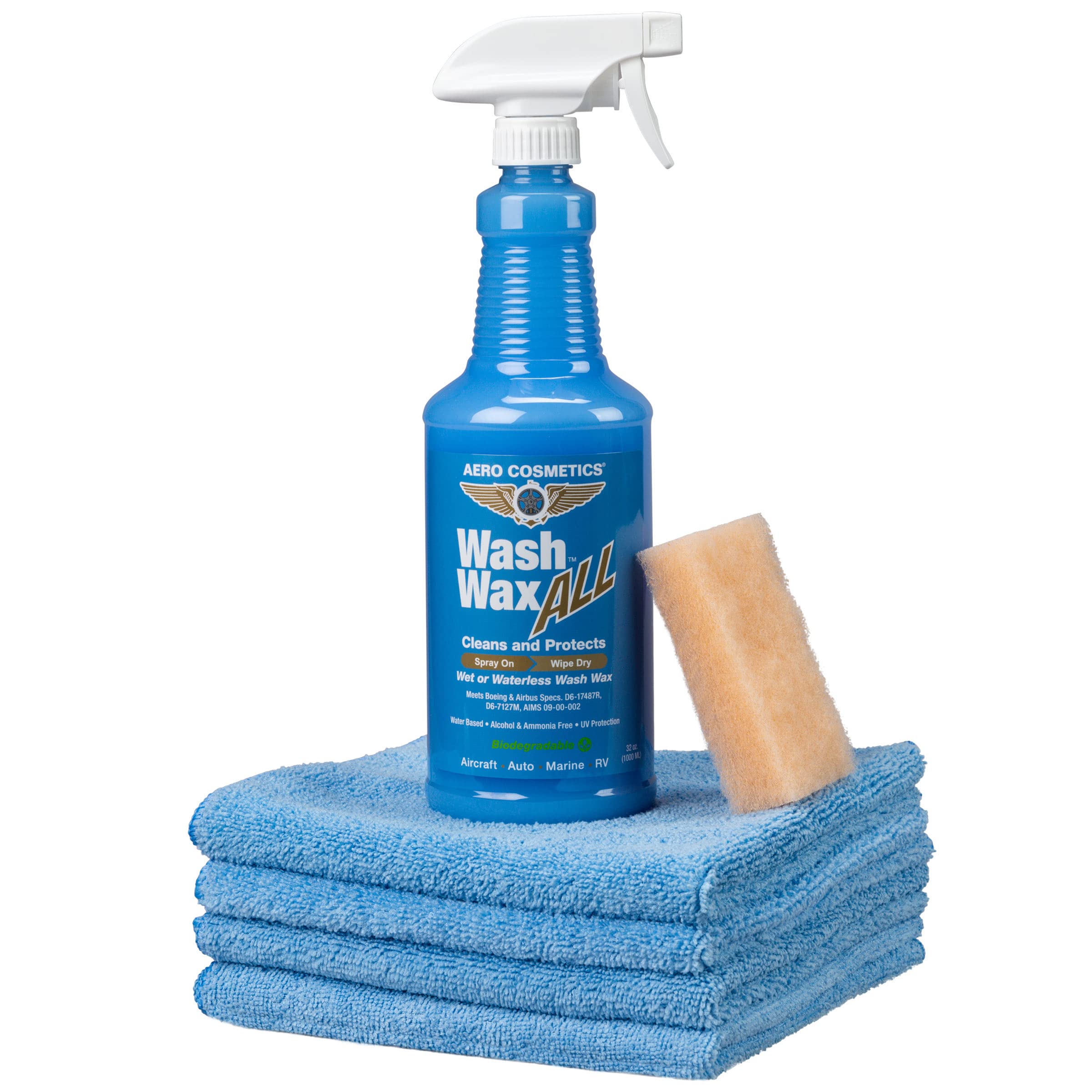 Wet Or Waterless Car Wash Wax Kit 32 Fl. Oz, Uv Protection. Cleans, Protects, And Shines. Aircraft Quality Just Spray On And Wip