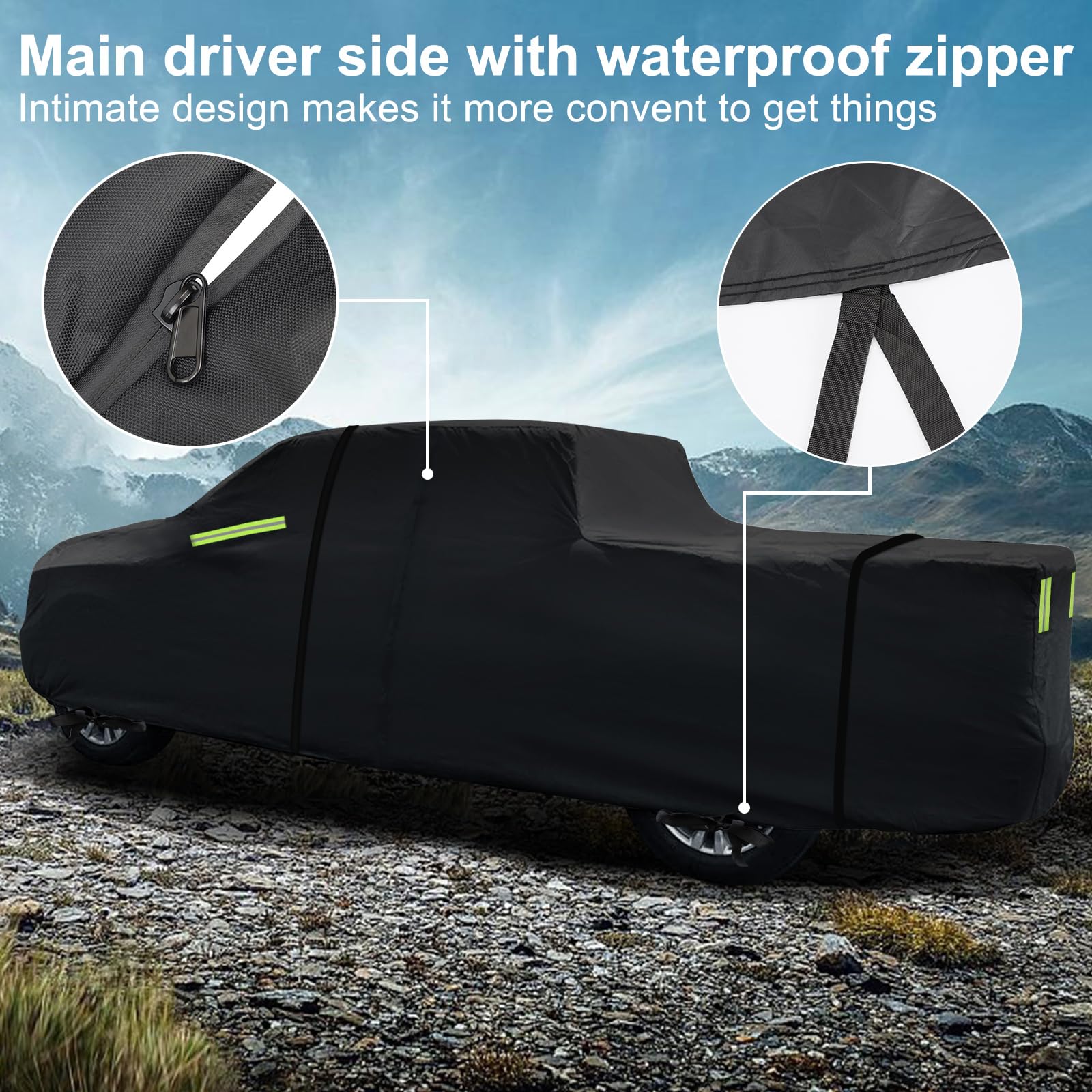 Car Hail Cover Protector for Silverado 2500 3500 HD Truck Cover Crew Cab Short Bed 6.6ft,Car Covers with Zipper Windproof 420D O