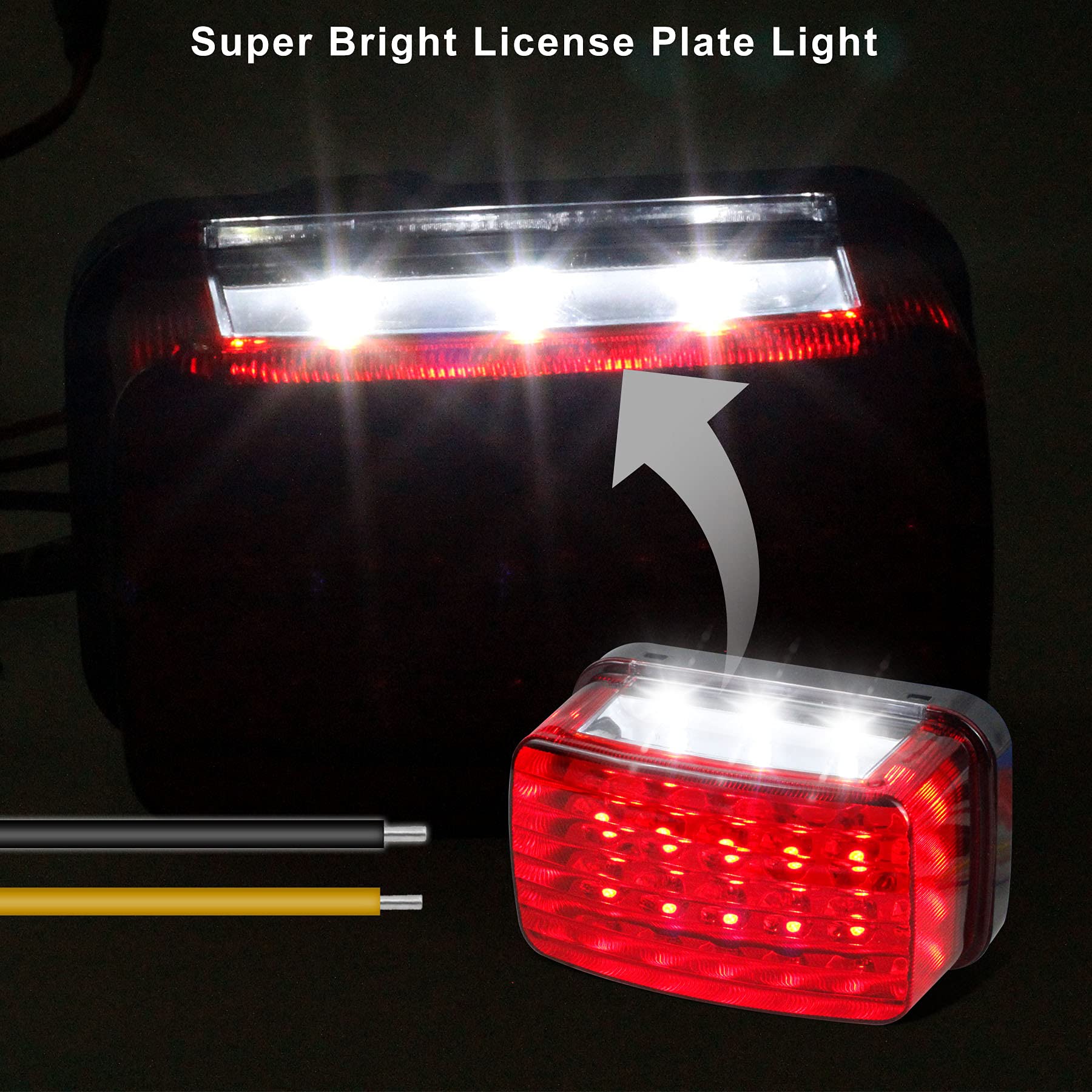 Quasco Led Tail Light Red Lens Atv Taillight Brake Lights Compatible With Yamaha Grizzly Big Bear Bruin Kodiak Wolverine Rhino V