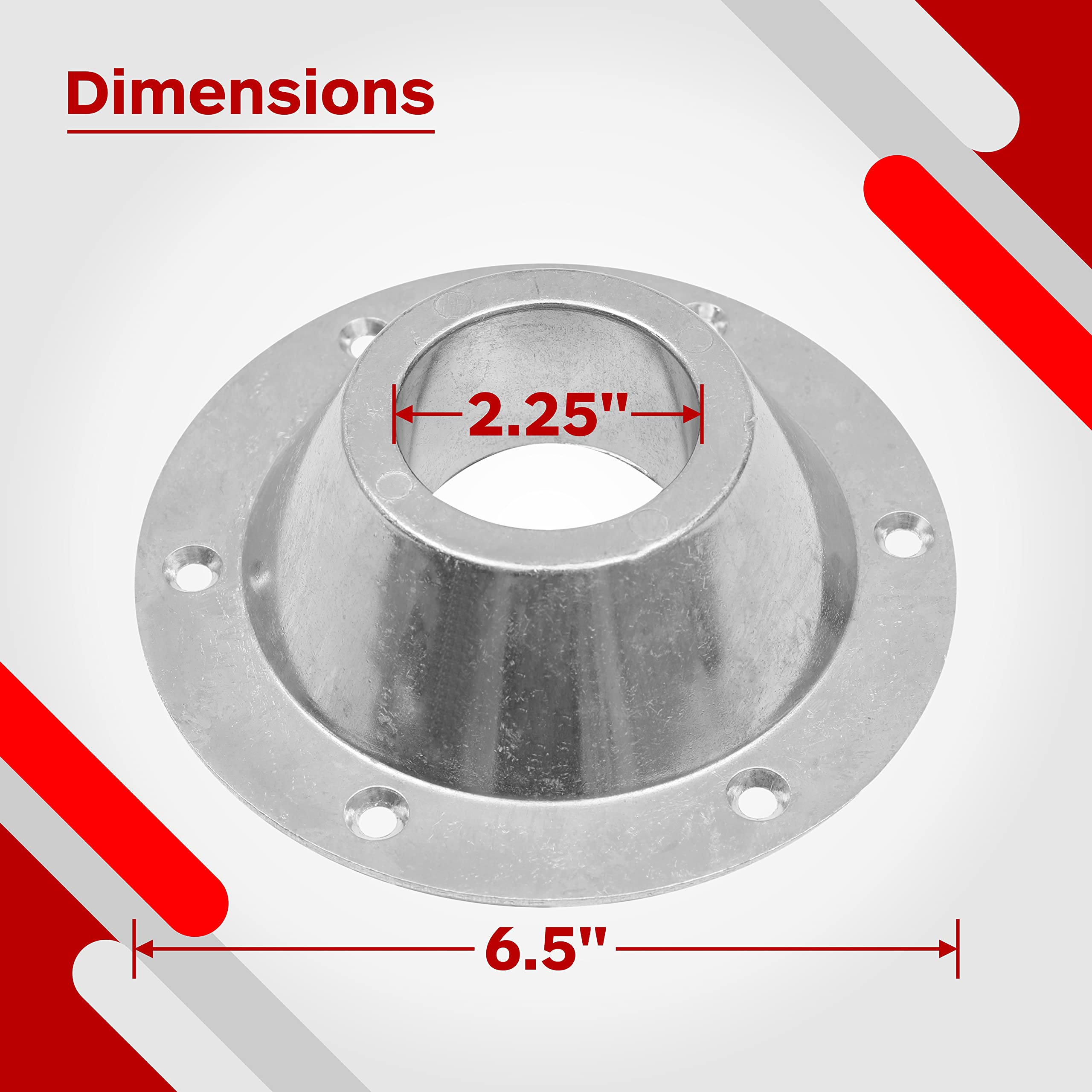 TonGass RV Table Base - Aluminum Pedestal Flange (2-Pack) - Standard Size - Silver - Includes Mounting Screws and 6 Holes