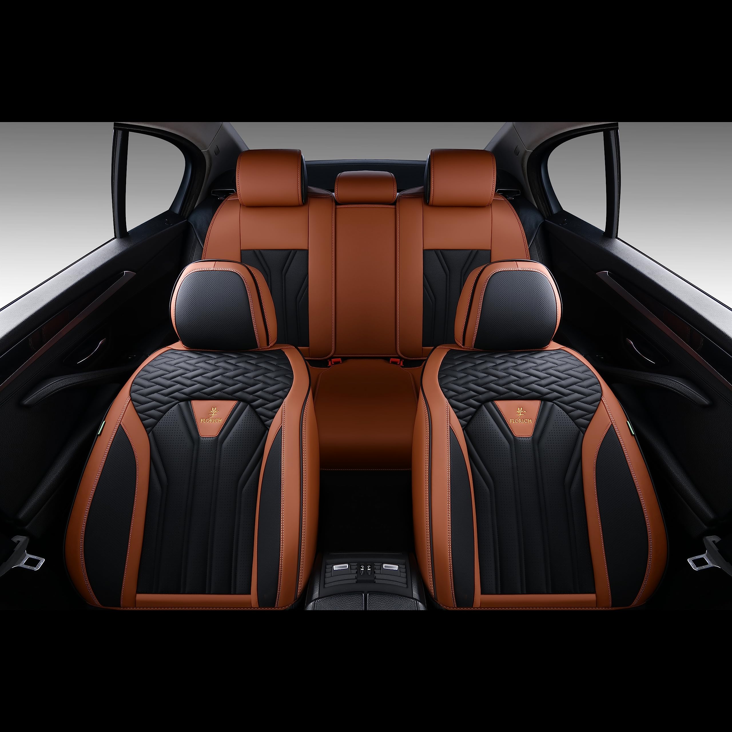 FLORICH Leather Seat Covers, Seat Covers Full Set, Car Seat Protectors 5 Seats,Automotive Seat Covers Fit for Most Cars Trucks-B