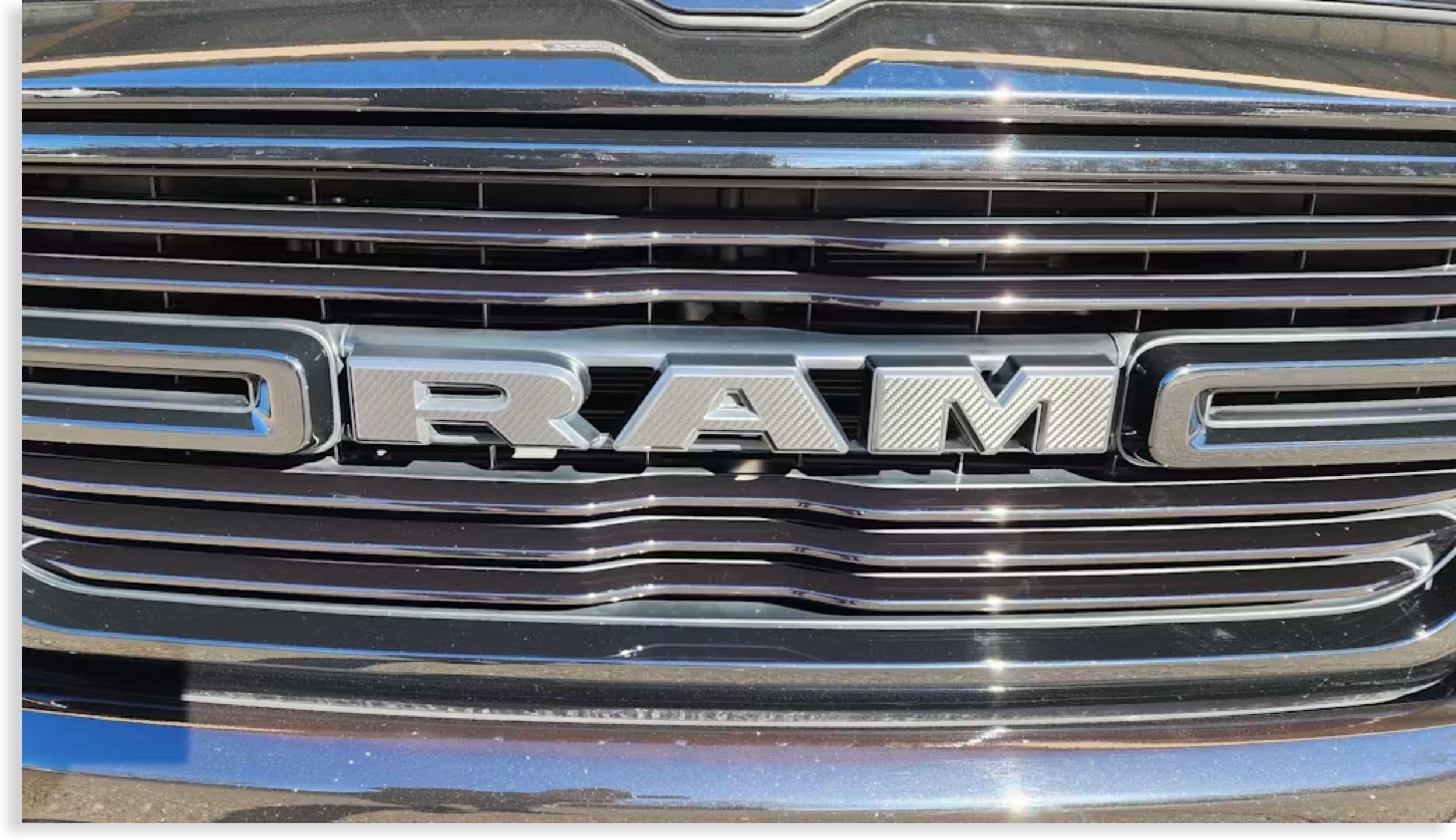 Reflective Concepts RAM Grille Emblem Overlay Decal 2019-2024 Ram 1500, NOT for Classic or TRX (Color: Carbon Fiber)