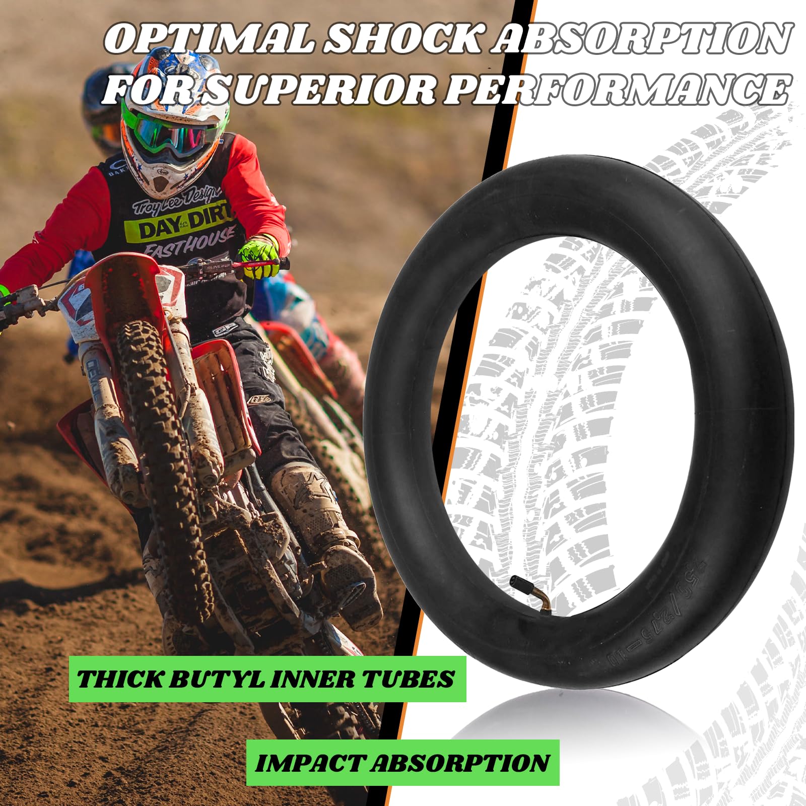 Ar-Pro 2.50/2.75-10 Dirt Bike Replacement Inner Tube Heavy Duty With Tr-87 Bent Valve Stem, Compatible For Honda Crf50 /Xr50, Ra