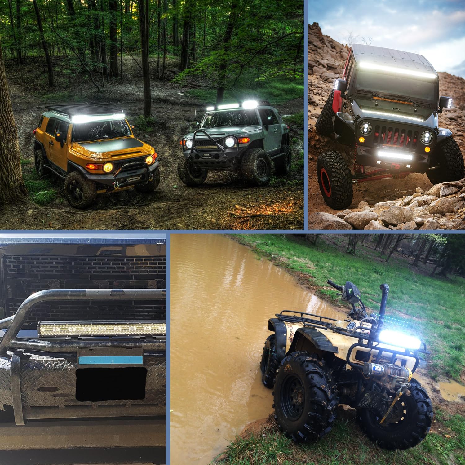 Nilight 20 Inch 420W Triple Row LED Light Bar, 42000LM, Aluminum, with Wiring Harness & Bracket, Model ZH453, Off-Road & Boat Use