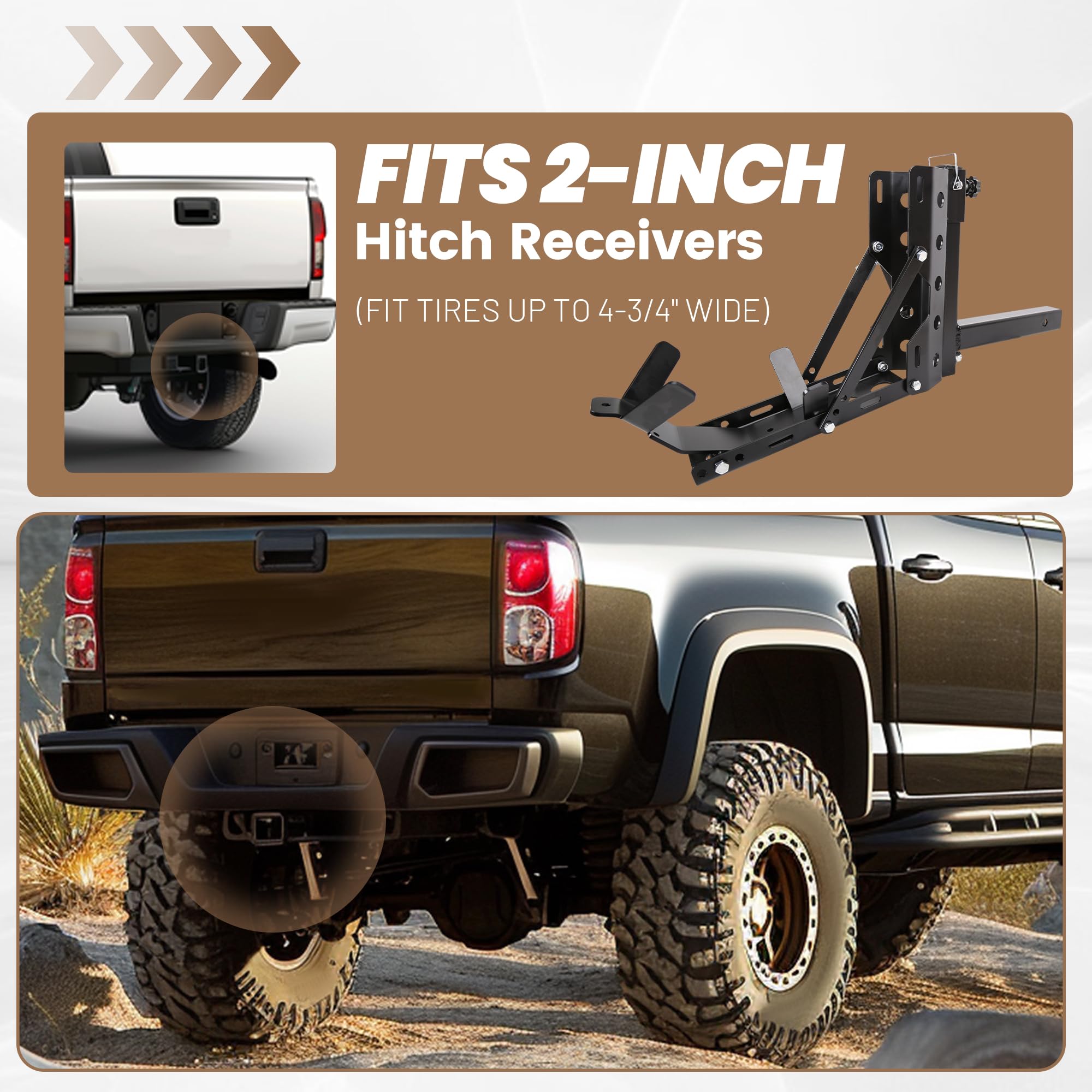 KUAFU 800LBS Motorcycle Trailer Hitch Carrier - Alloy Steel, 2" Tow Receiver, Black, Model GO-2498