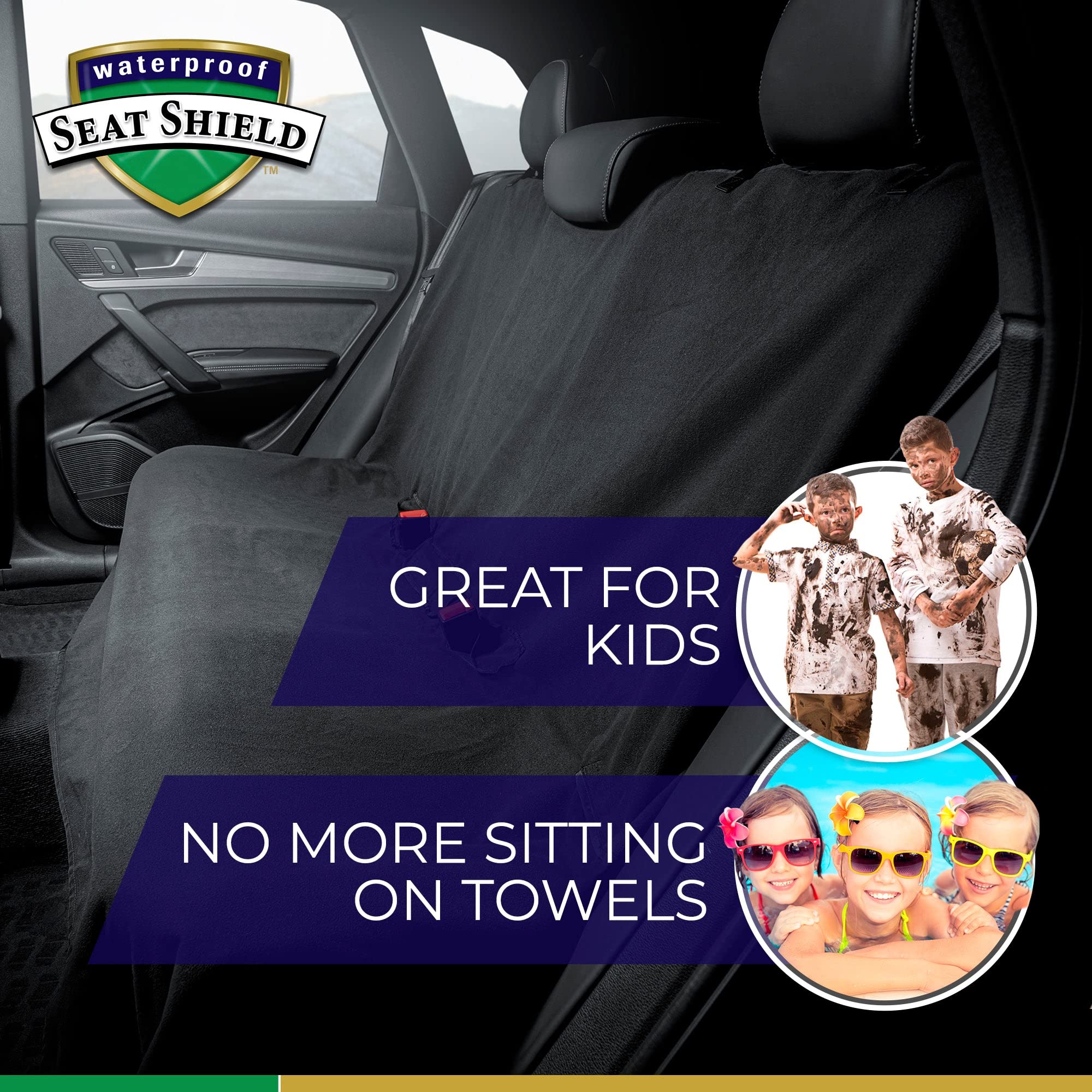 Waterproof Seatshield Washable Backseat Cover- Universal Heavy Duty Non-Slip Back Seat Protector For Kids, Dogs, Pet From Sweat,