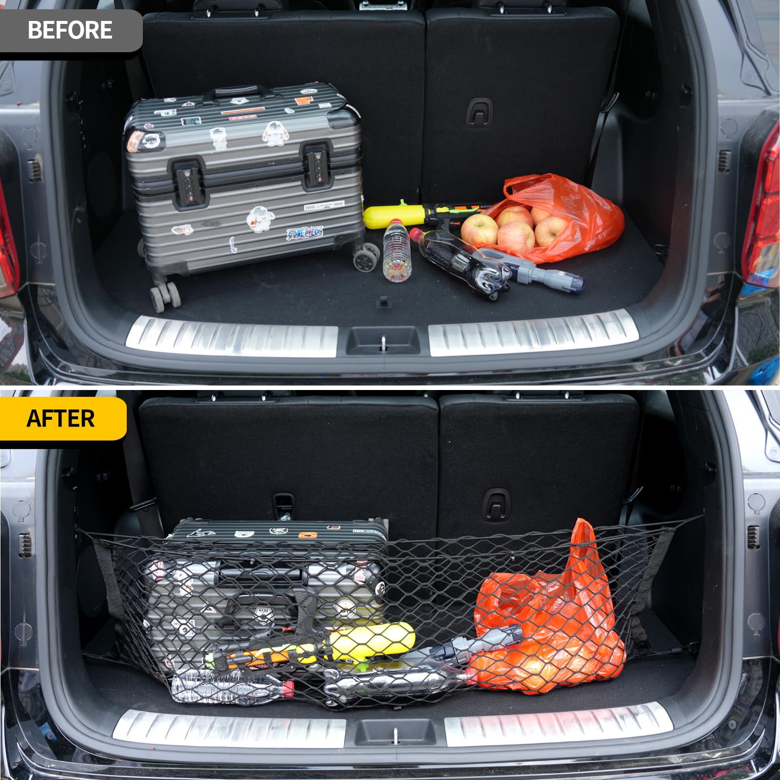 Maxzina Cargo Net Compatible With 2020-2025 Hyundai Palisade Truck Bed Cargo Net 3.12'  1.02' Double Layer Envelope Style Dense