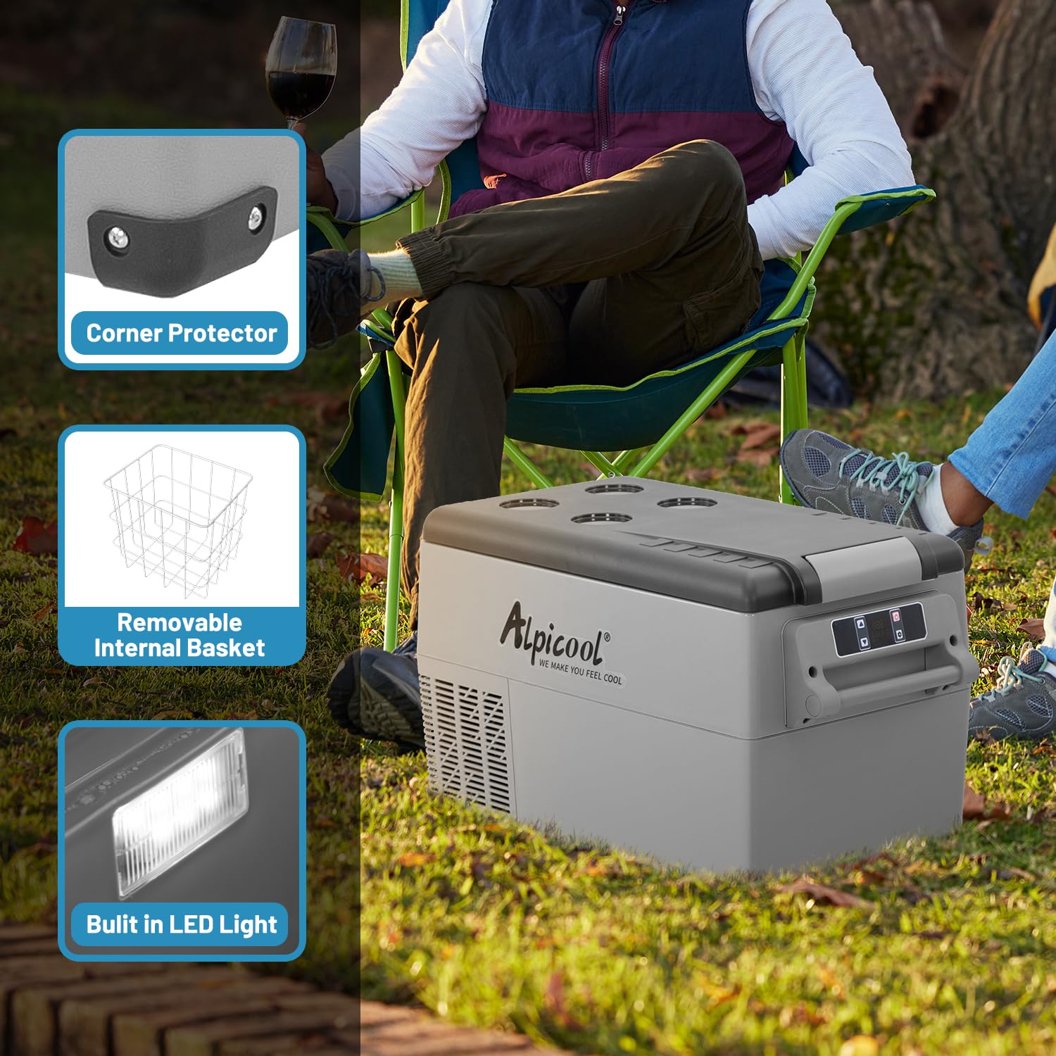 Alpicool Cf55 Portable Freezer,12 Volt Refrigerator, 52 Quart (49.4 Liter) Fast Cooling 12V Car Fridge Freezer -4?~68?, Car Cooler, 12/24V Dc And 100-240V Ac For Outdoor, Camping, Rv, Truck