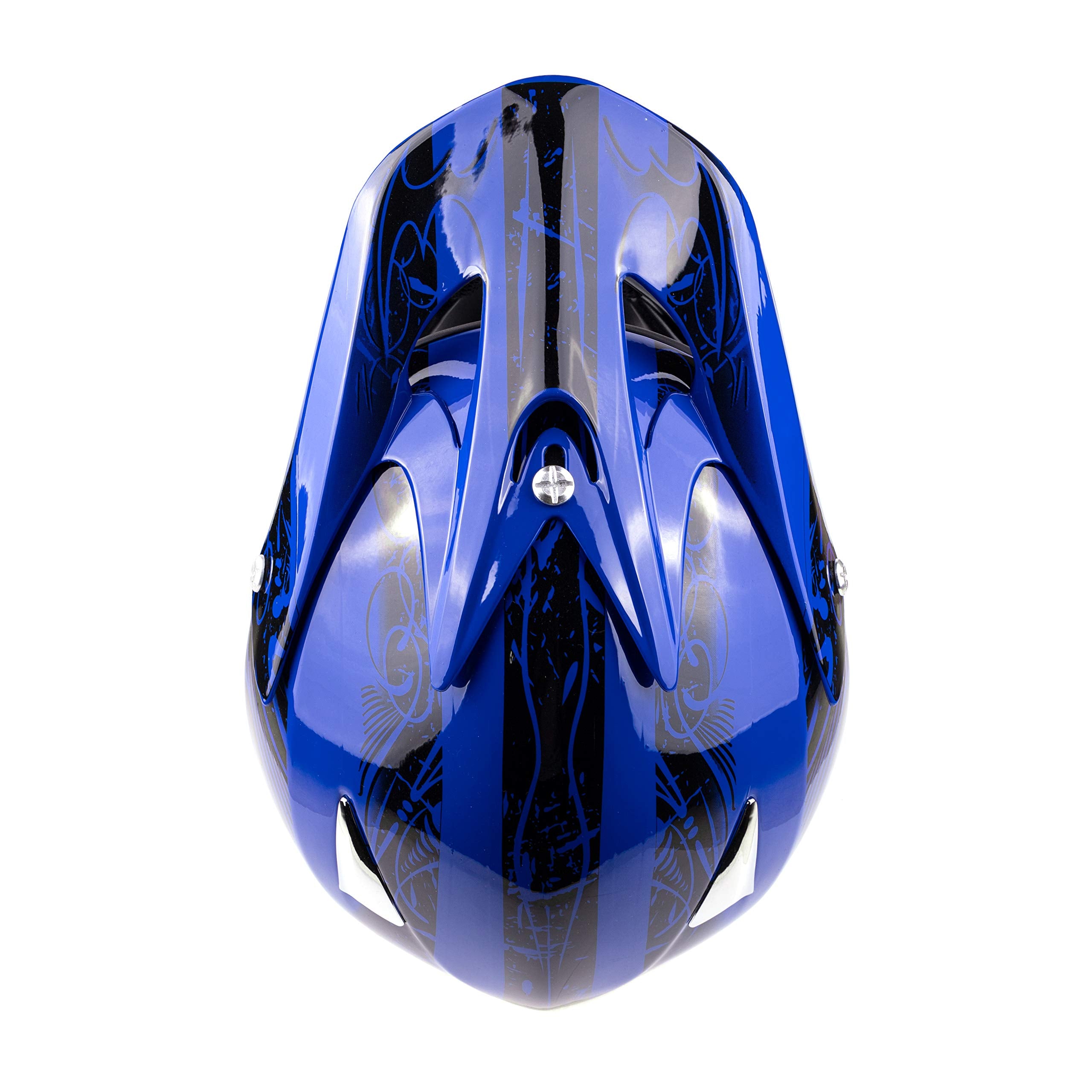 Typhoon Adult Atv Mx Helmet Goggles Gloves Gear Combo Black Blue ( Small )