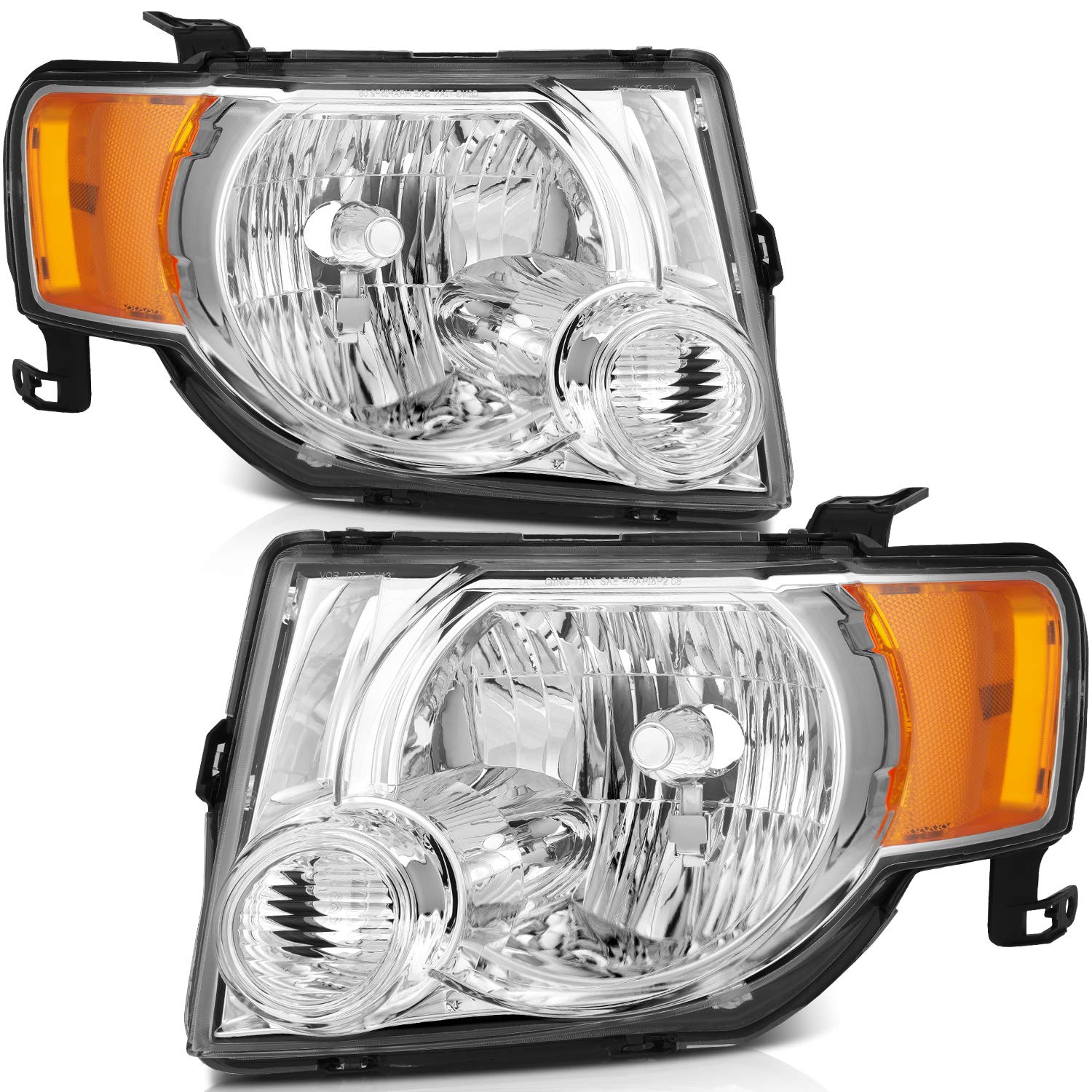 LBRST Headlight Assembly Fit 2008-2012 for Escape Driver & Passenger Side Headlight Chrome Housing 8L8Z13008B