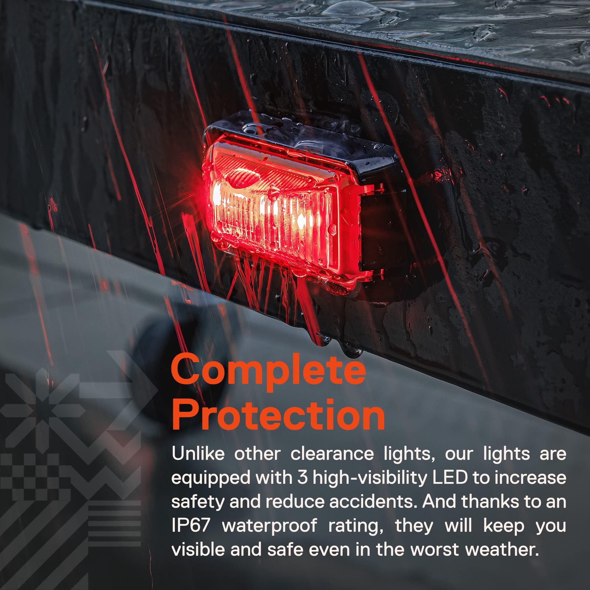 True Mods 2Pc 2.5'' Red Led Trailer Marker Light W/Black Bezel [Dot Fmvss 108] [Sae P2Pc] [Surface Mount] [Waterproof Ip67] Side