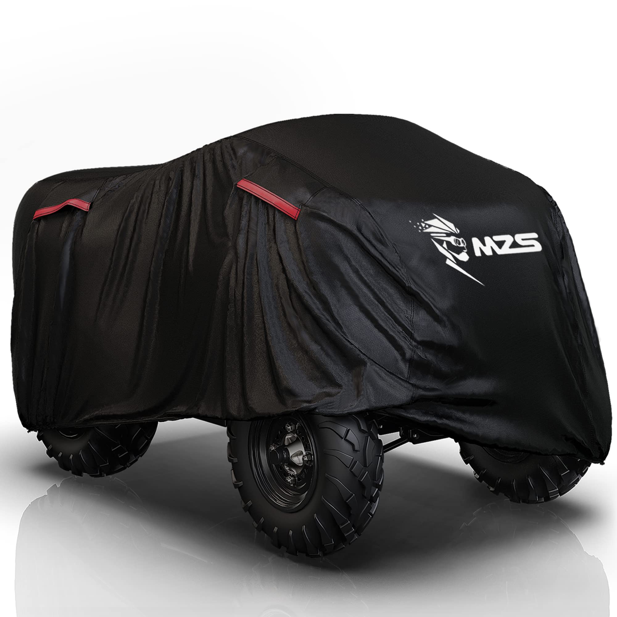 Mzs Atv Cover, All Weather Season Outdoor Waterproof Protection Accessories Fits Up To 88 Inch Quad 4 Wheeler Covers - Tear Wind Proof Vents Night Reflective Adjuster Buckle Storage Bag