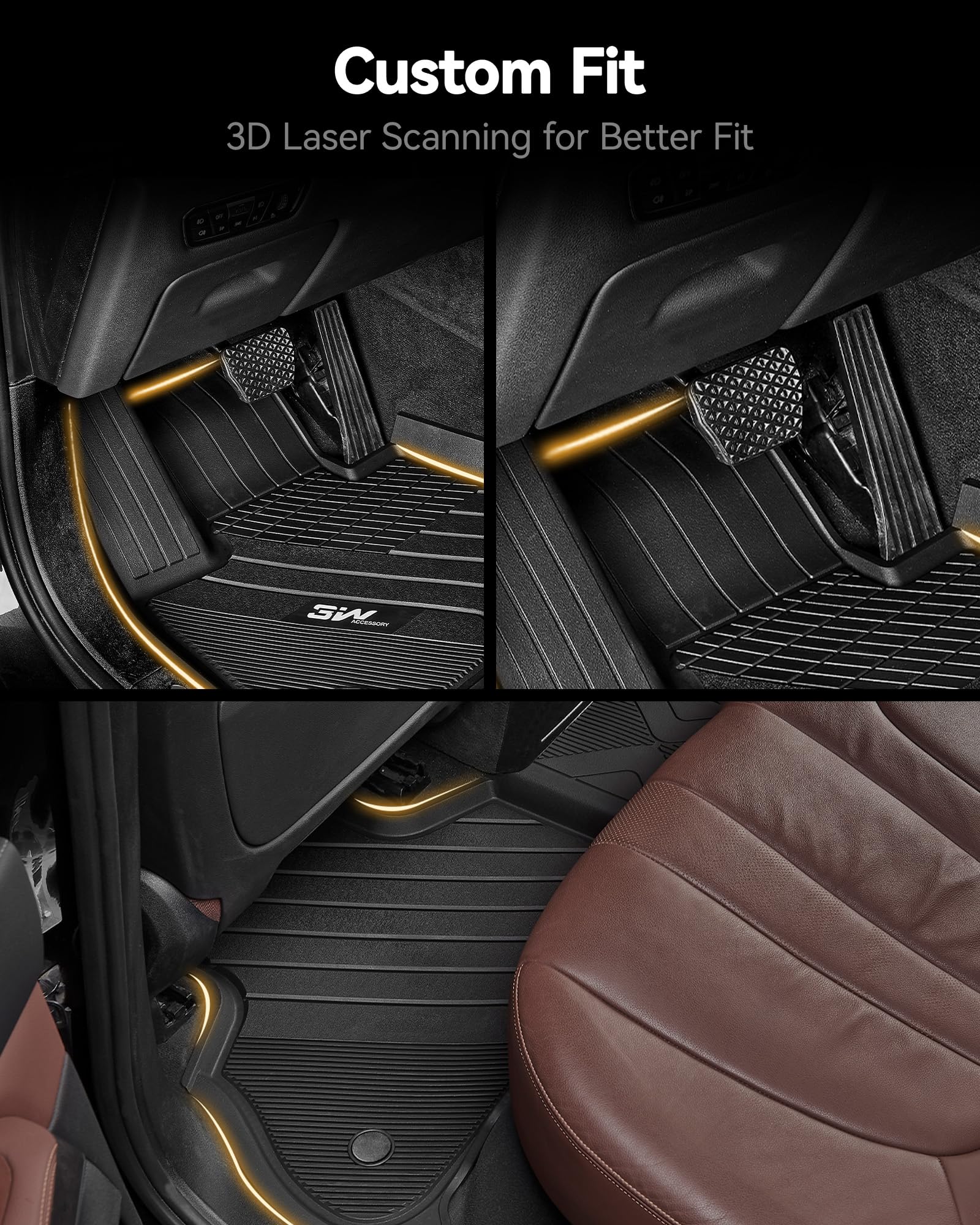 3W Floor Mats - Custom Fit TPE All-Weather Full Set for BMW X5 2019-2026, Heavy Duty Liner & Trunk Mat Accessories for 5 Passenger