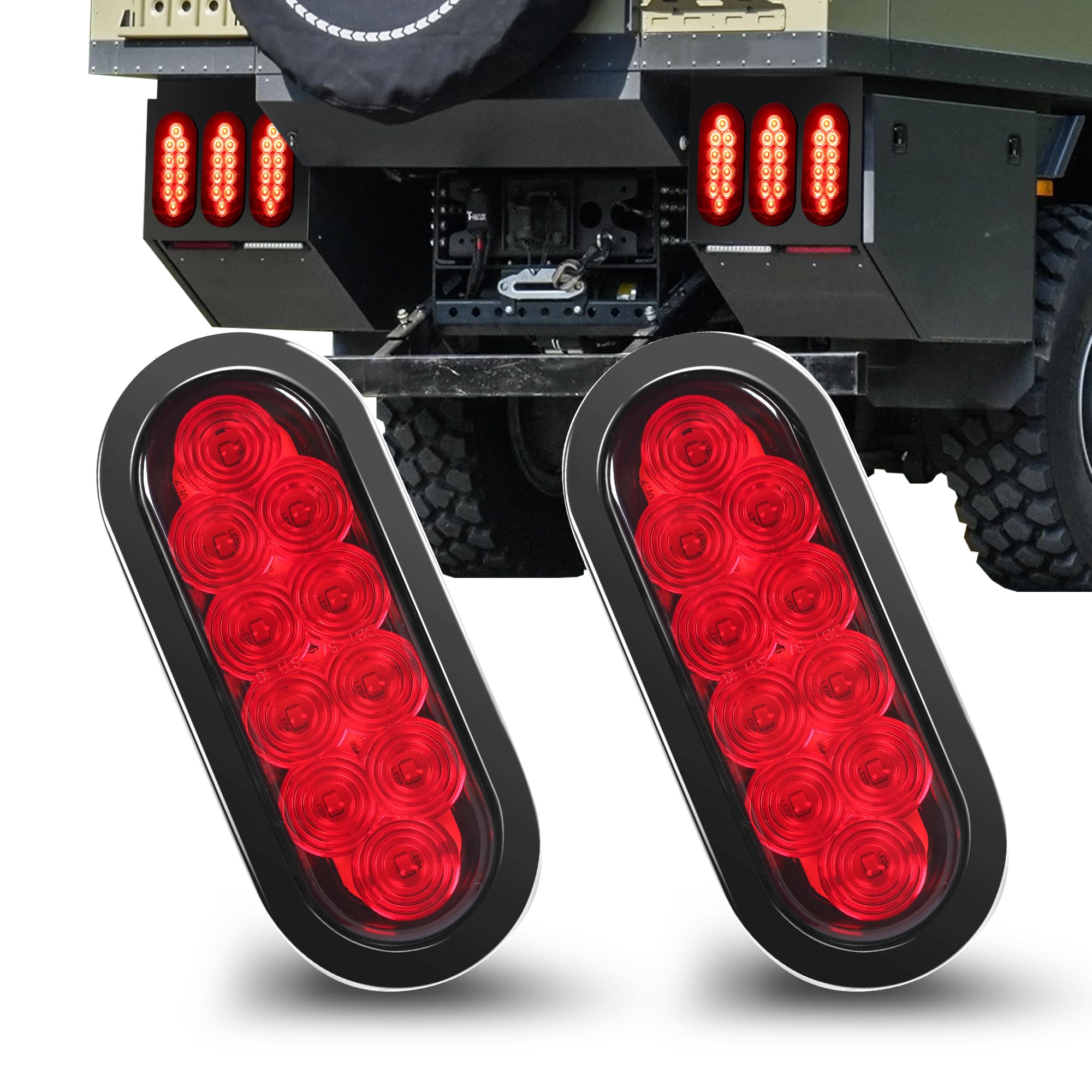 Maxxhaul 80684 6'' Led Submersible Oval Led Stop/Turn Trailer Tail Light, 2 Pack