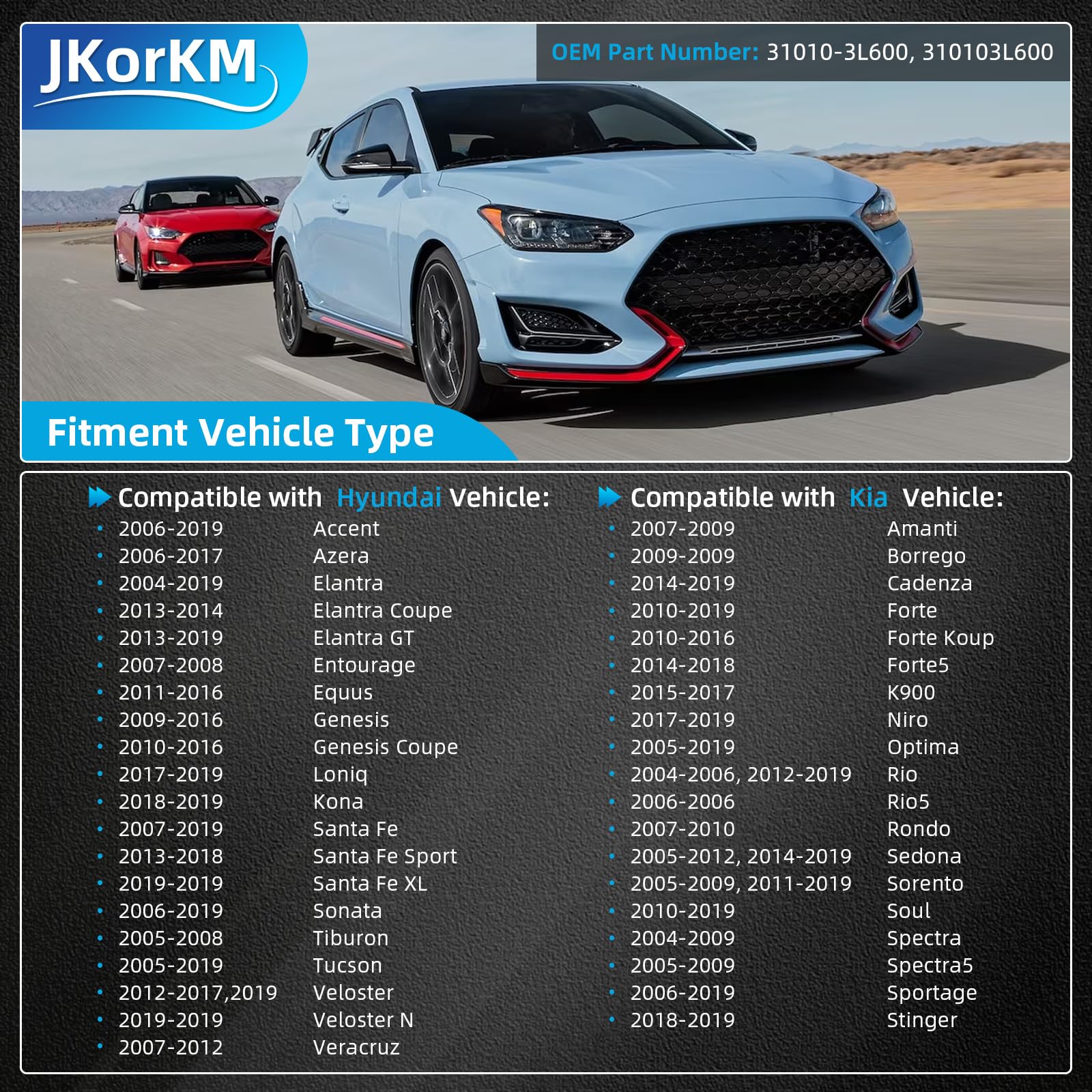 Jkorkm 310103L600 Gas Cap Compatible With Hyundai Elantra, Sonata,Sonata Fe,Accent,Tucson,Genesis Coupe,Tucson, Veloster, Kia Amanti.#31010-3L600