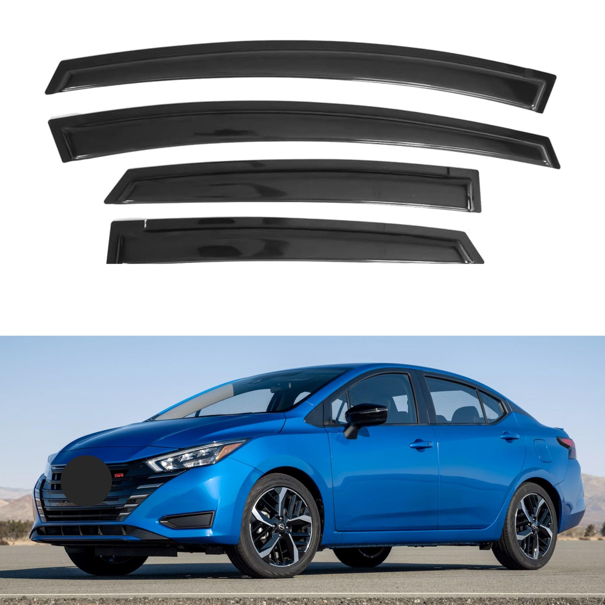 Ig Window Visor For Nissan Versa Sedan 2020-2024, Rain Guard Tape-On Extra Durable Sun Wind Side Vent Window Deflector, 2020 202