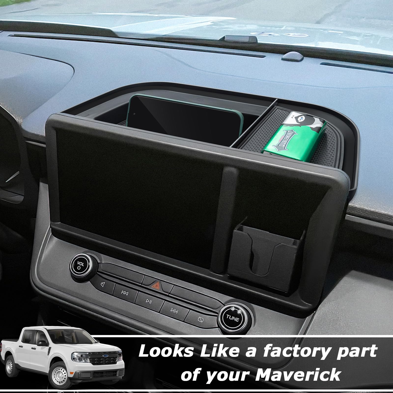 Topinstall Dash Compartment Storage Tray Compatible With 2022-2024 Ford Maverick & Hybrid Xl Xlt Lariat Pickup Truck Dashboard C