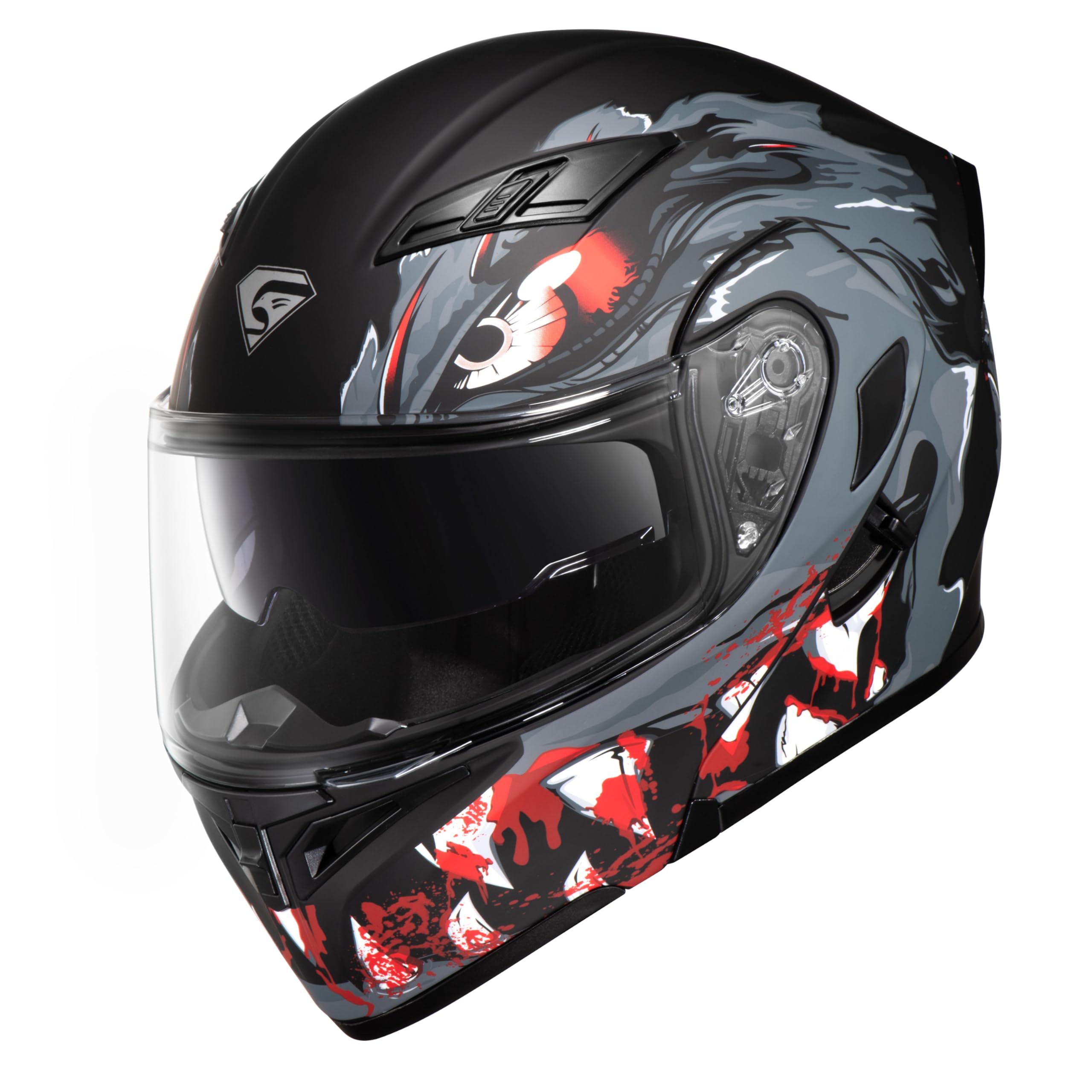 KYPARA Motorcycle Dual Visor Modular Full Face Helmet, Medium, Multi-Color, DOT Certified, ABS Material