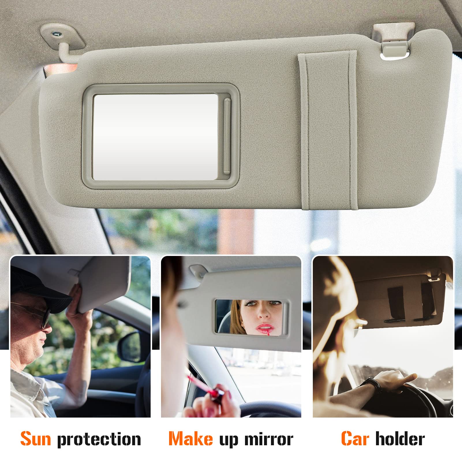 Sun Visor For 2007-2011 Toyota Camry Without Sunroof, Left Driver Side Beige Sunvisor Replacement 74320-06780-B0, 74320-33B81-B0