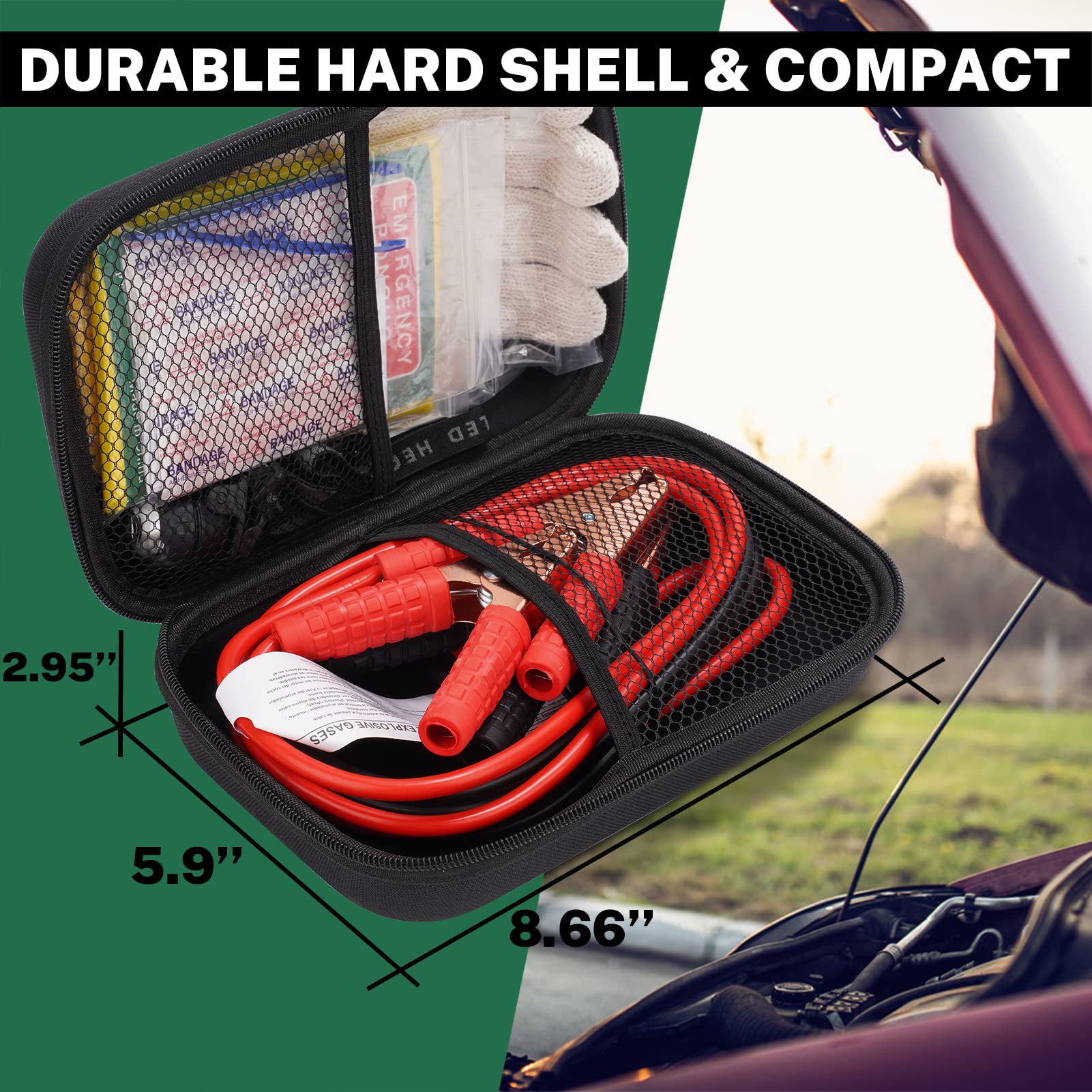 Car Emergency Kit with Battery Jumper Cables,Car Accessories for Men or Women,Emergency Car Kit,Roadside Automotive Safety Kit f