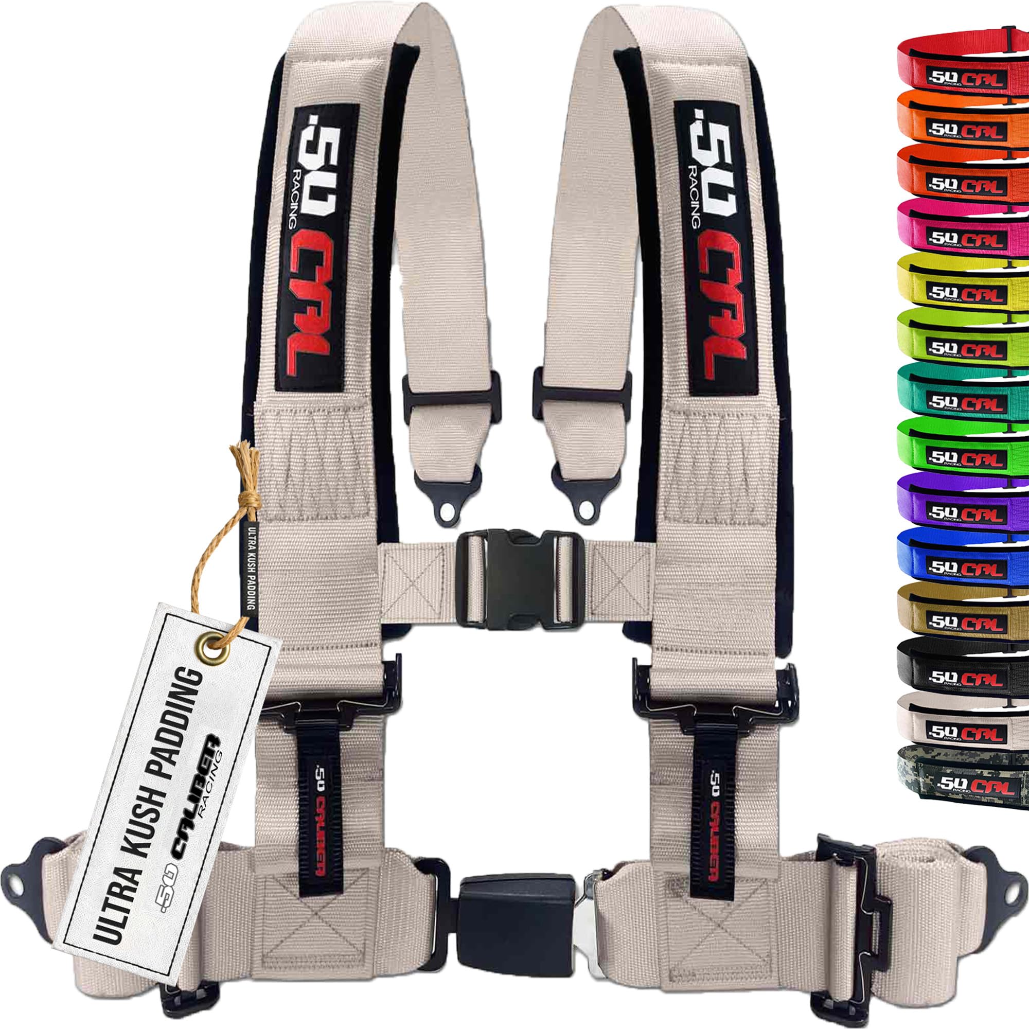 Silver 4 Point Harness for Bucket Seat, Push Button Release, 10 Color Options, Racing Harness, Race Car, Off Road Vehicle, UTV, 