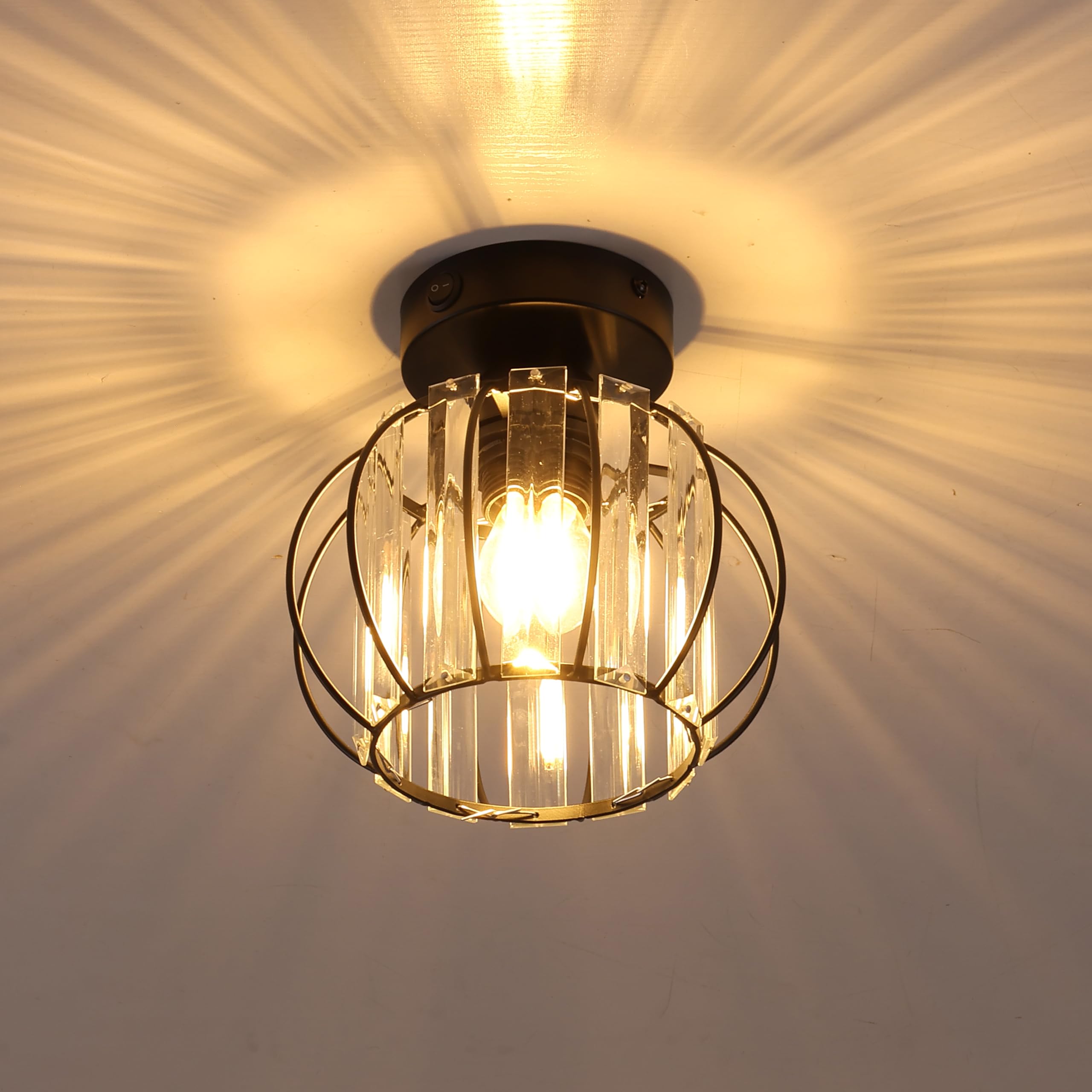 Maichis 12V RV Vintage Ceiling Light (Bulb Included), 12V RV Interior Light Fixture with On&Off Switch, 12Volt Semi-Flush Mount 