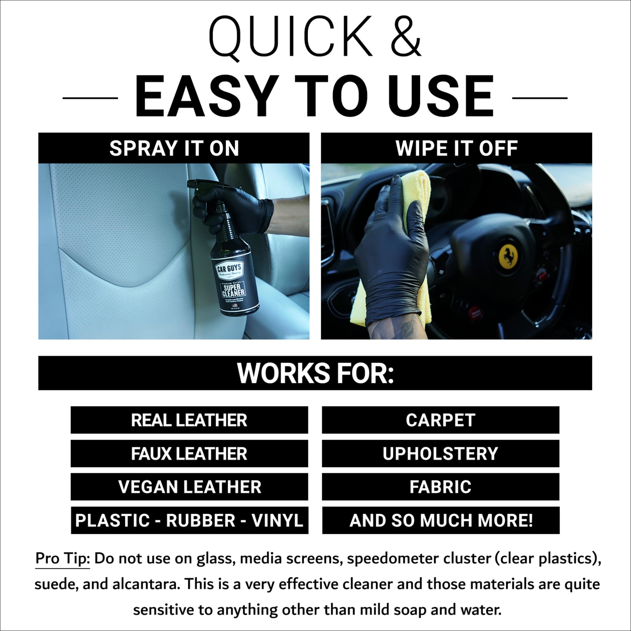 CAR GUYS Super Cleaner - 1 Gallon Interior Cleaner & Stain Remover for Leather, Carpet, Upholstery - Model 13