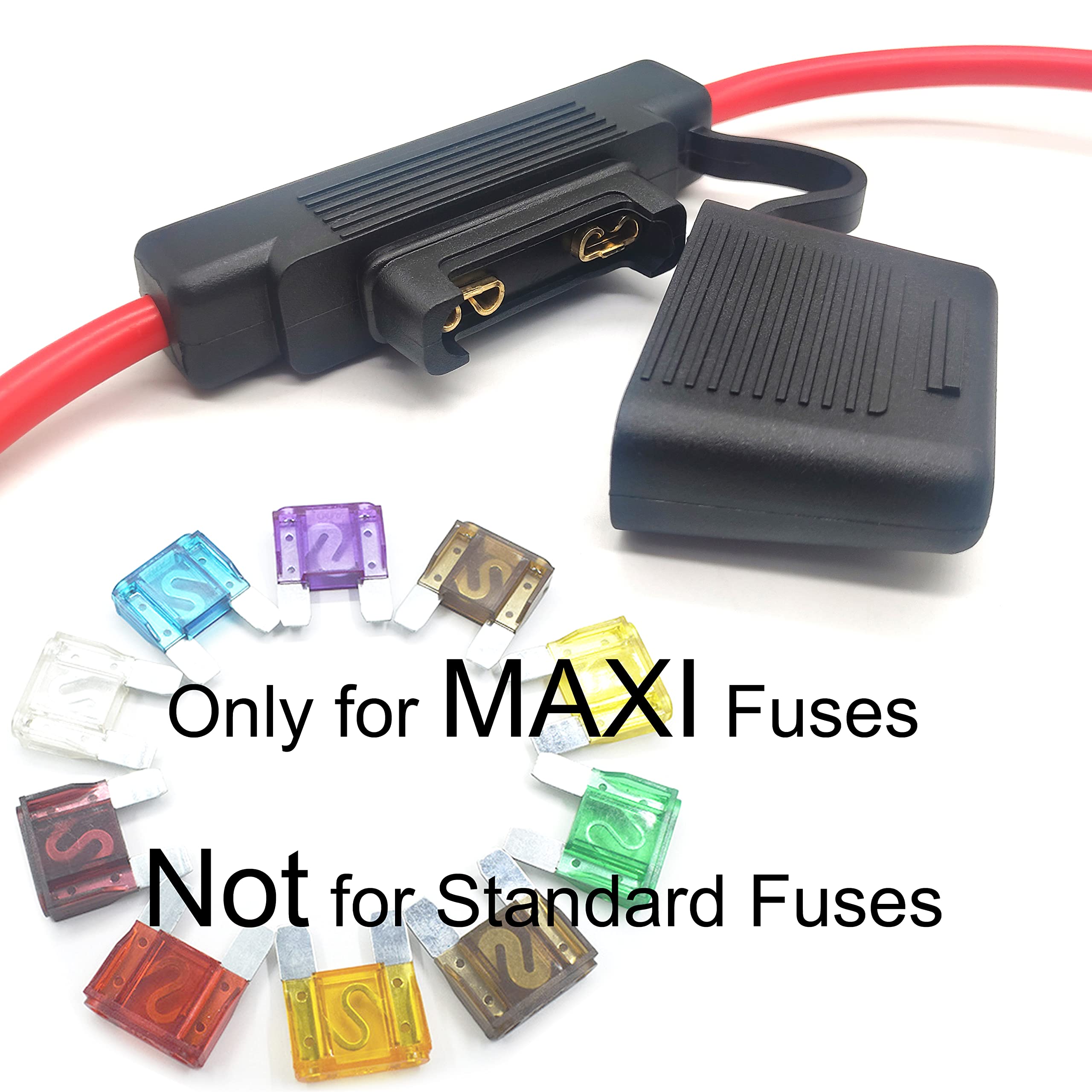 Vantronik Waterproof Inline Fuse Holder For Maxi Fuse Up To 100A, 8 Gauge Awg Wire Ul 1015, Super Heavy Duty, 15.8 Inches Long
