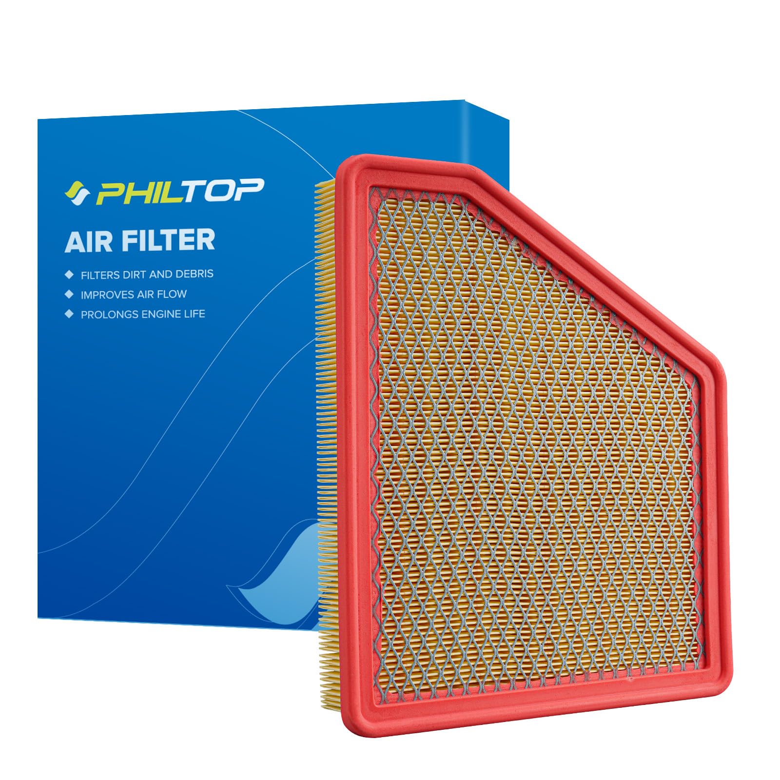 PHILTOP Engine Air Filter CA10690 Replacement for Chevrolet Camaro 2010-2015 3.6L 6.2L, Flexible Panel