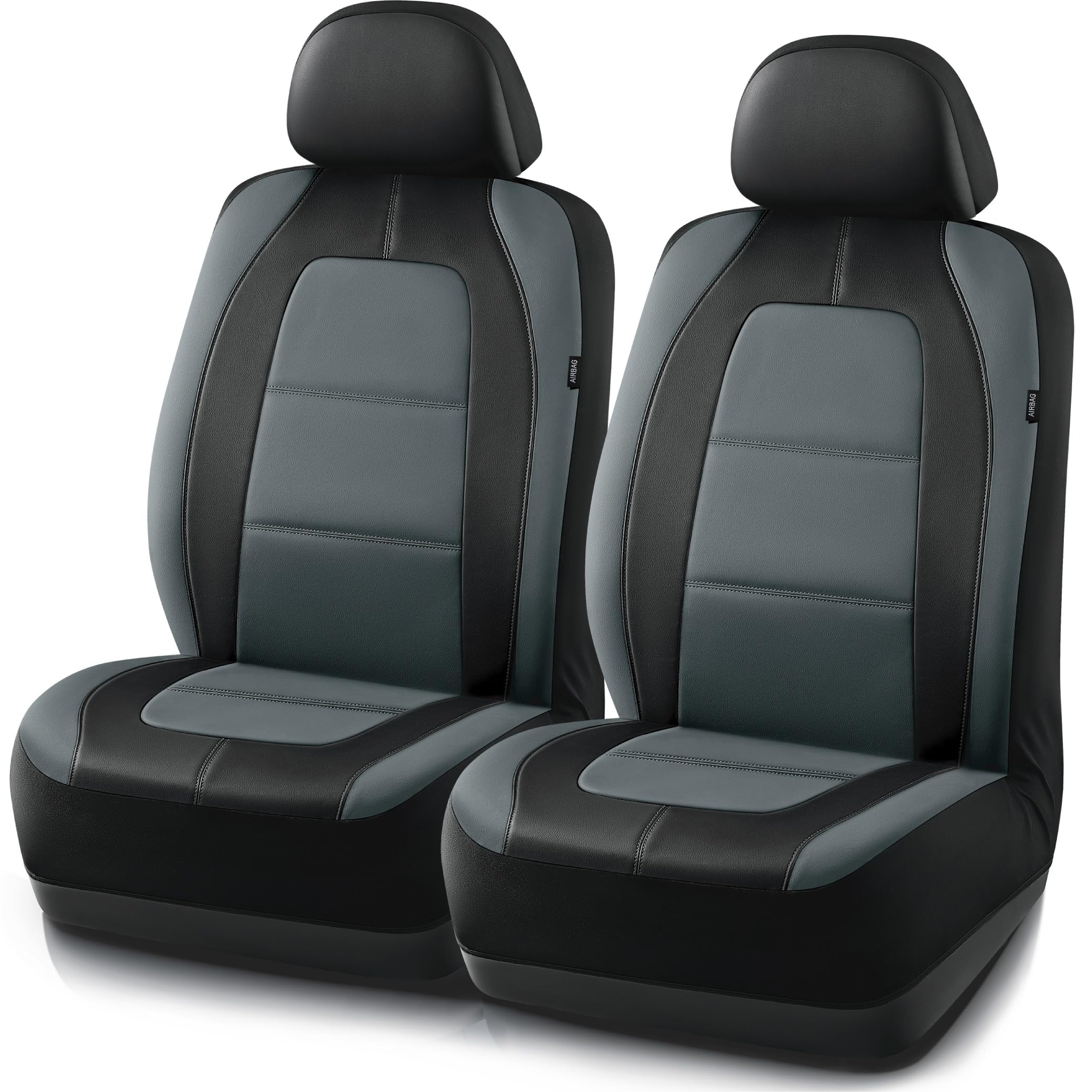 Road Comforts Car Seat Cover, Front Leather Car Seat Covers, Automotive Low Back Sport Car Seat Covers, Airbag Compatible, Unive