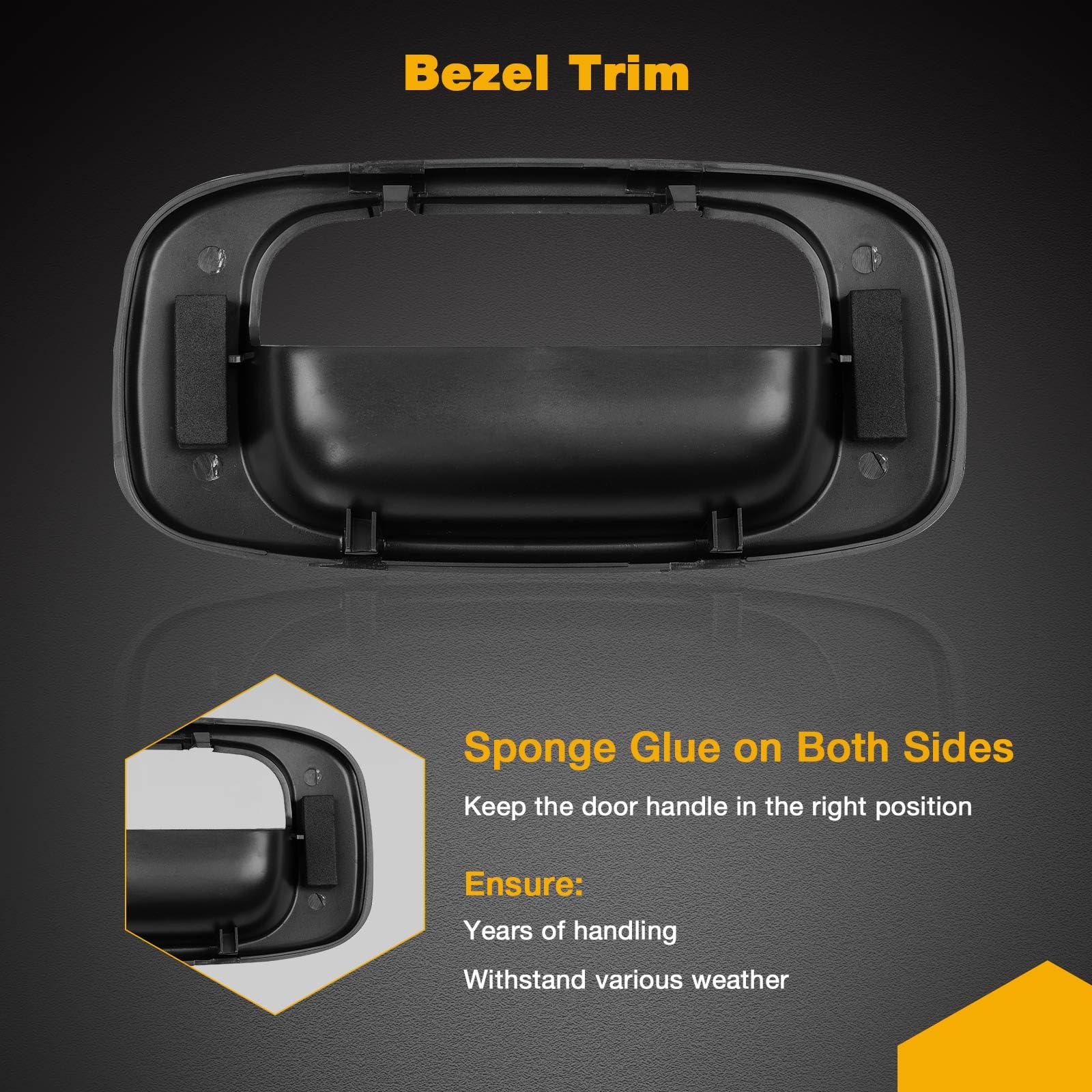 Gledewen Tailgate Handle Latch & Bezel Trim for 1999-2007 Chevy Silverado/GMC Sierra, Black, Plastic, Model GW-QMBS16