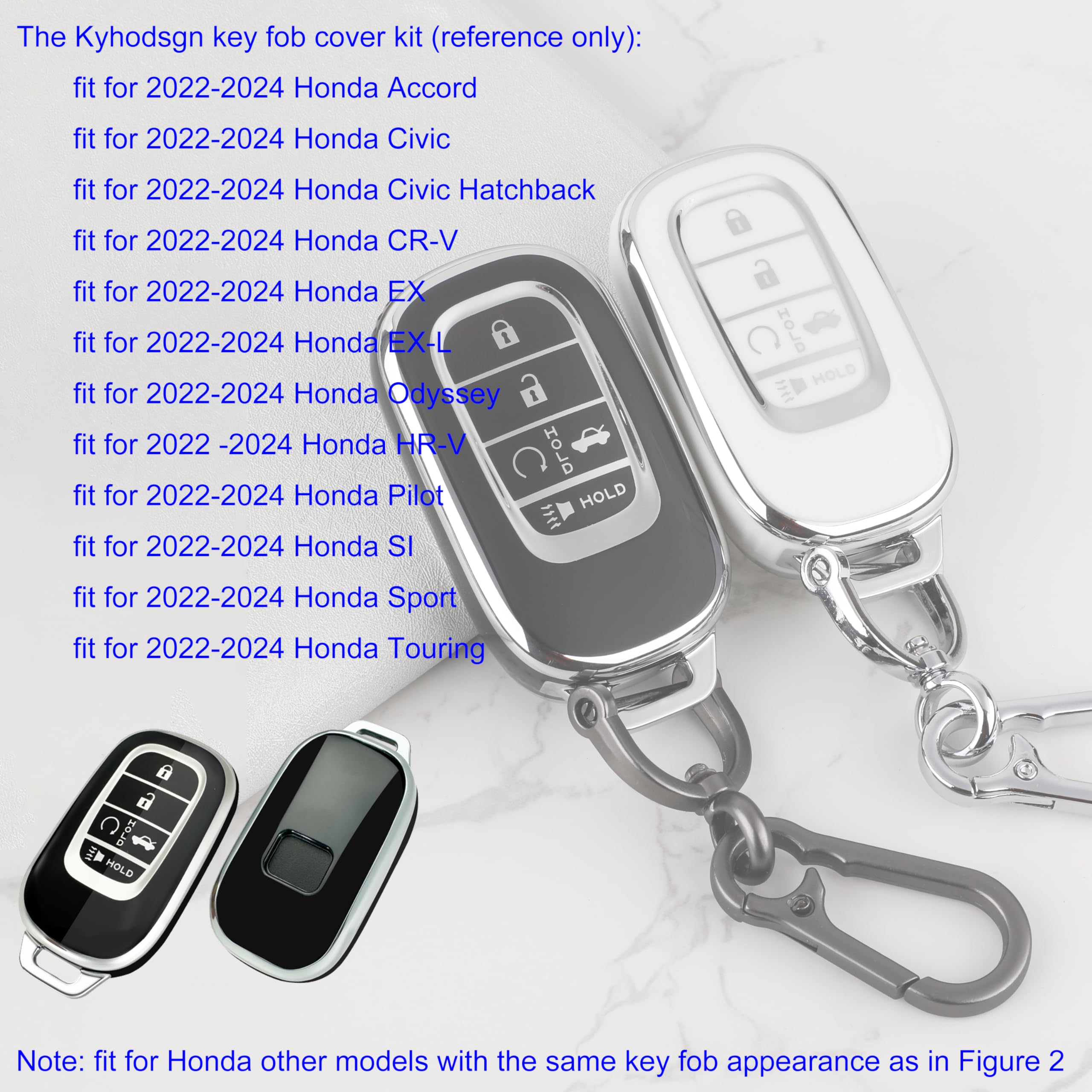 Kyhodsgn Key Fob Cover For Honda 2022 2023 2024 Accord Civic Pilot - Soft Tpu Key Case For Honda Cr-V Hr-V Sport Si Ex Ex-L Tour
