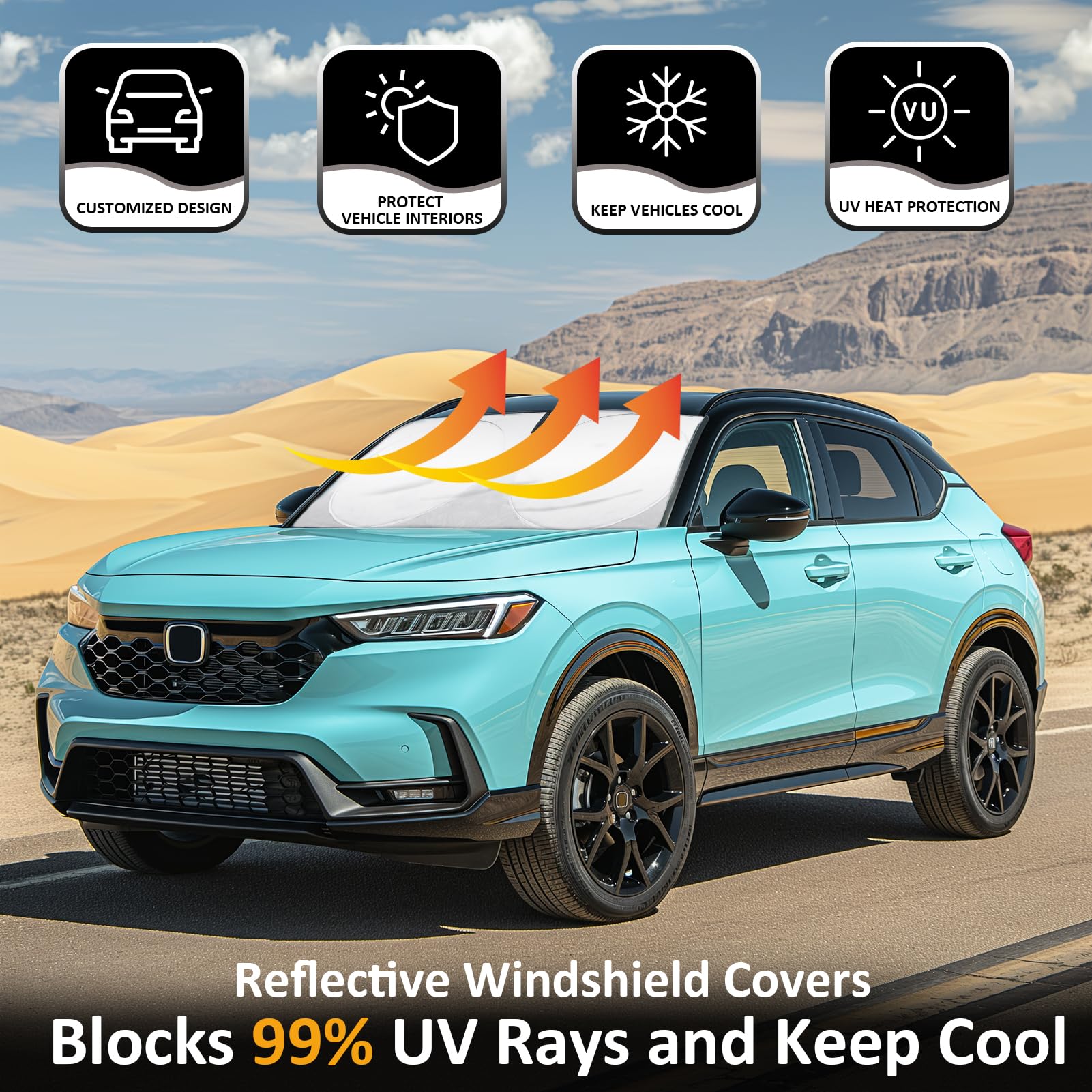 Sunshade For Honda Crv 2017-2022 Sun Shade Fit Hr-V Cr-V Lx Ex Ex-L, Sport Hybrid, Sport Touring Hybrid Suv Accessories Front Wi