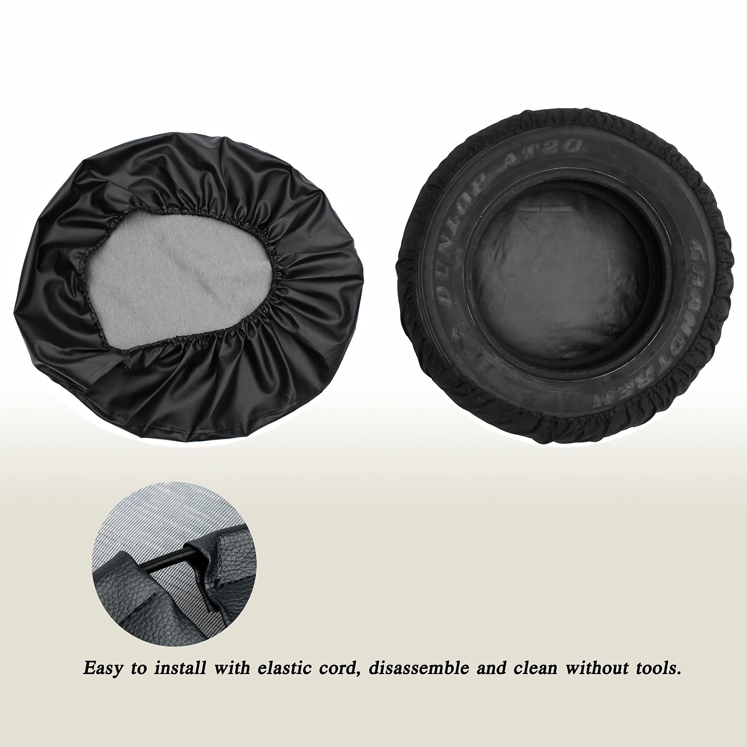 Moonet Pvc Leather Spare Tire Wheel Cover For Car Truck Suv Camper Trailer Universal Fit Rv Jp Fj, R15 Black (For Overall Wheel